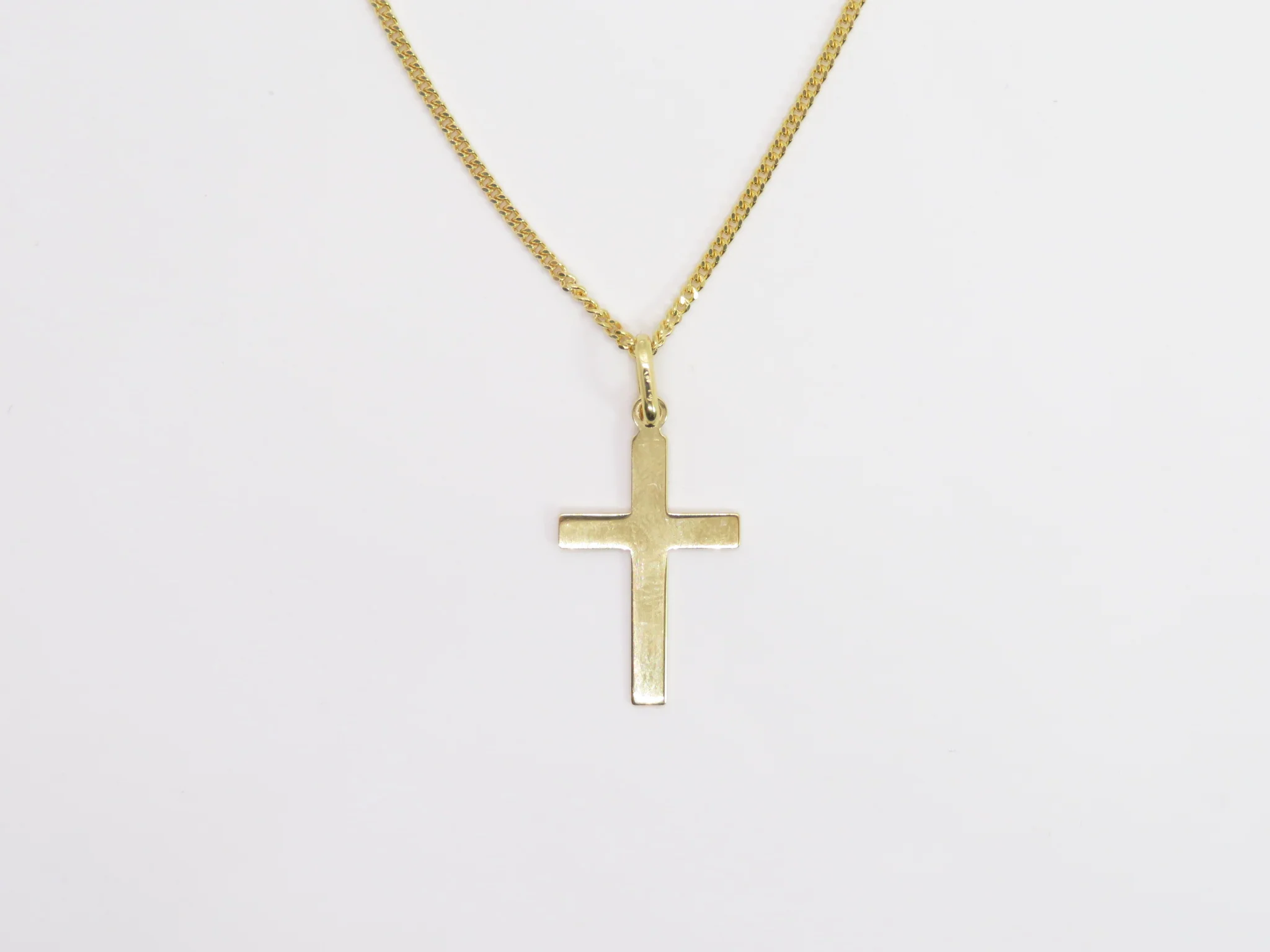 10k Yellow Gold Flat Cross Necklace - Image 3