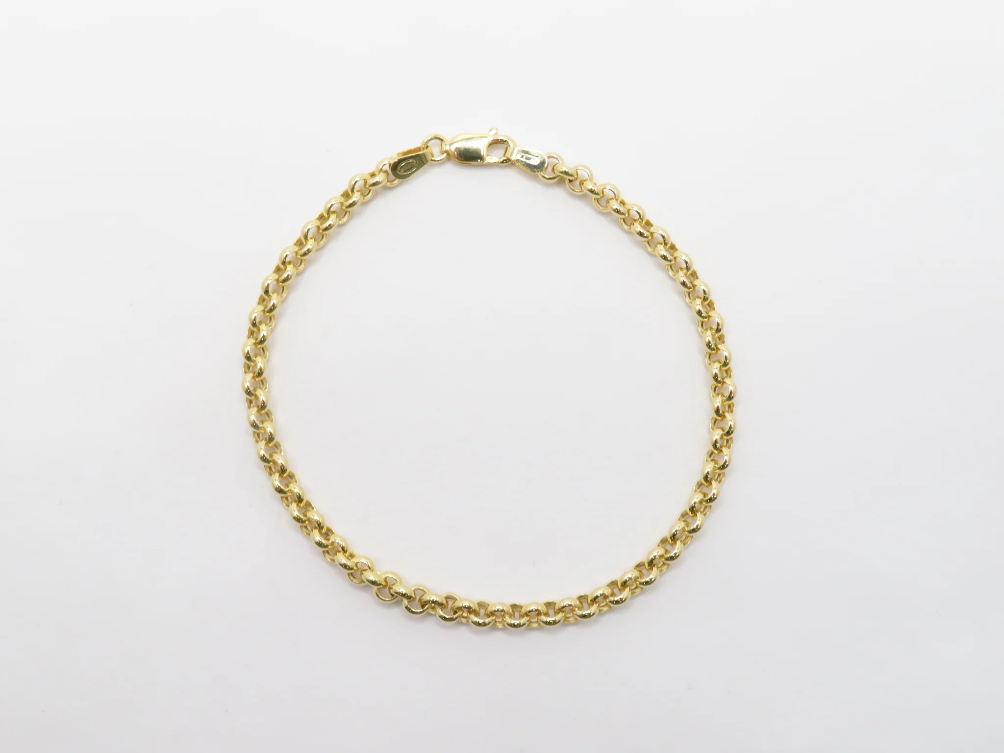 10k Gold Hollow Rolo Bracelet - Image 4