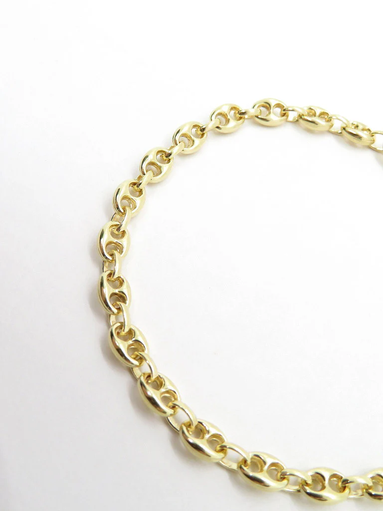 10k Yellow Gold Puffy Anchor Bracelet - Image 3