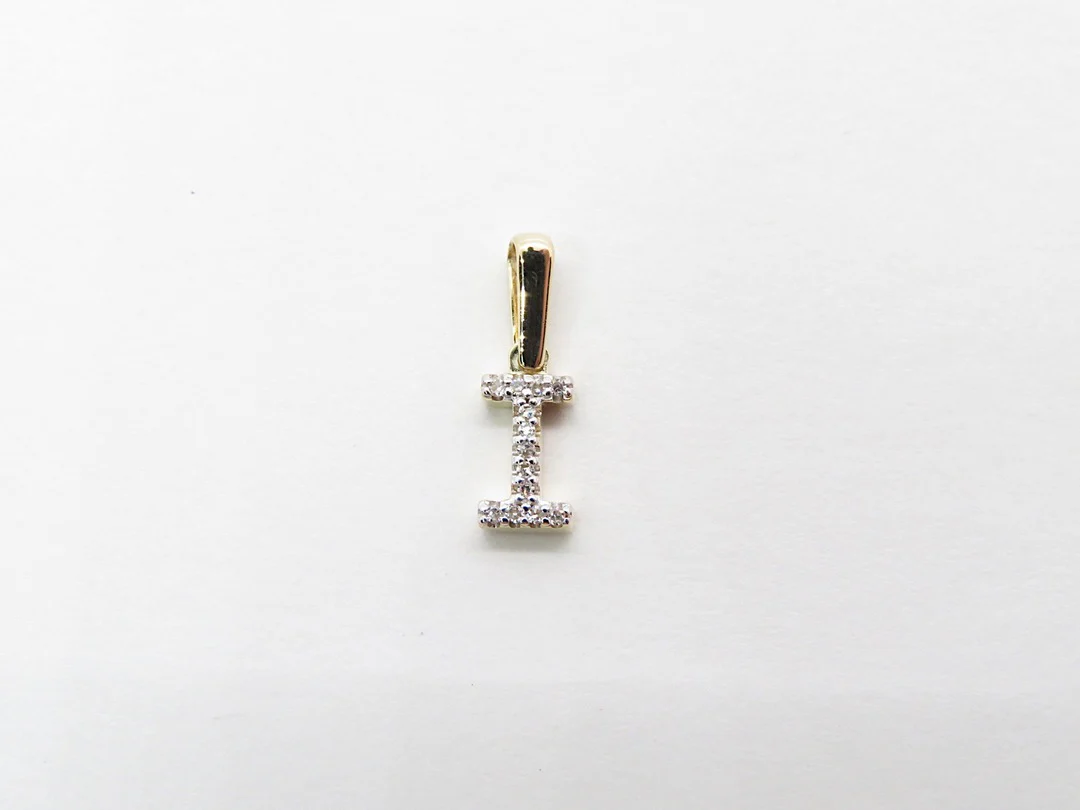 10k Yellow Gold Diamond Initial Pendant - Image 14