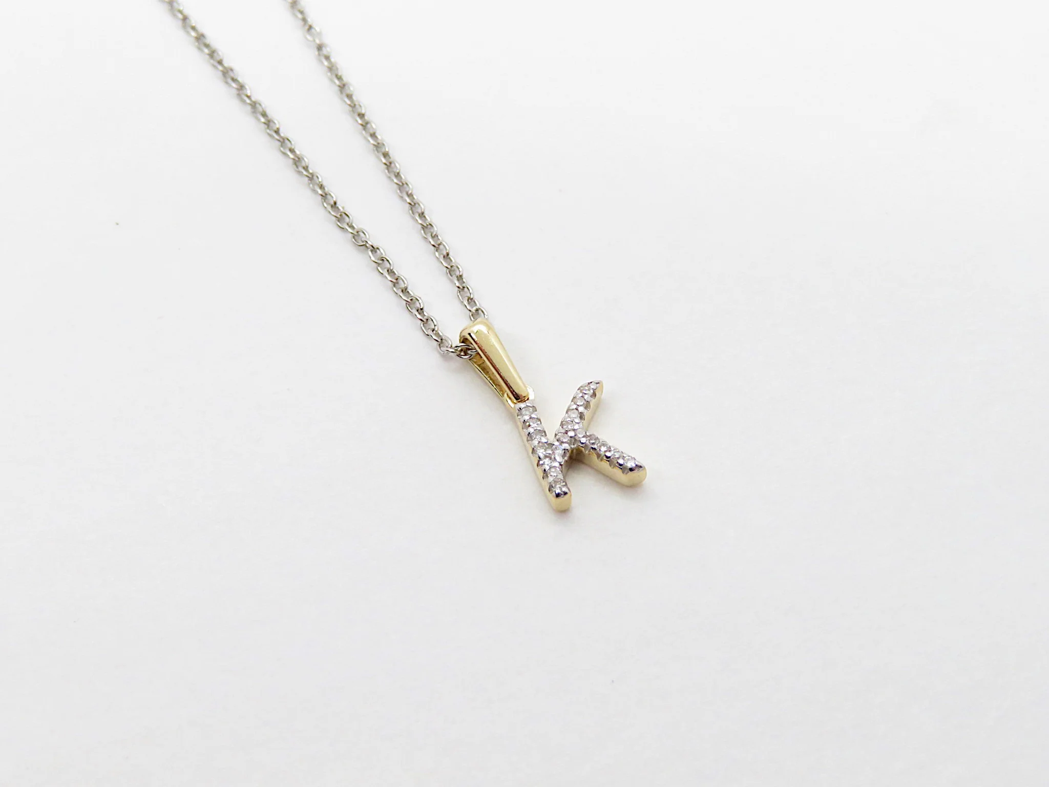 10k Yellow Gold Diamond Initial Pendant - Image 16