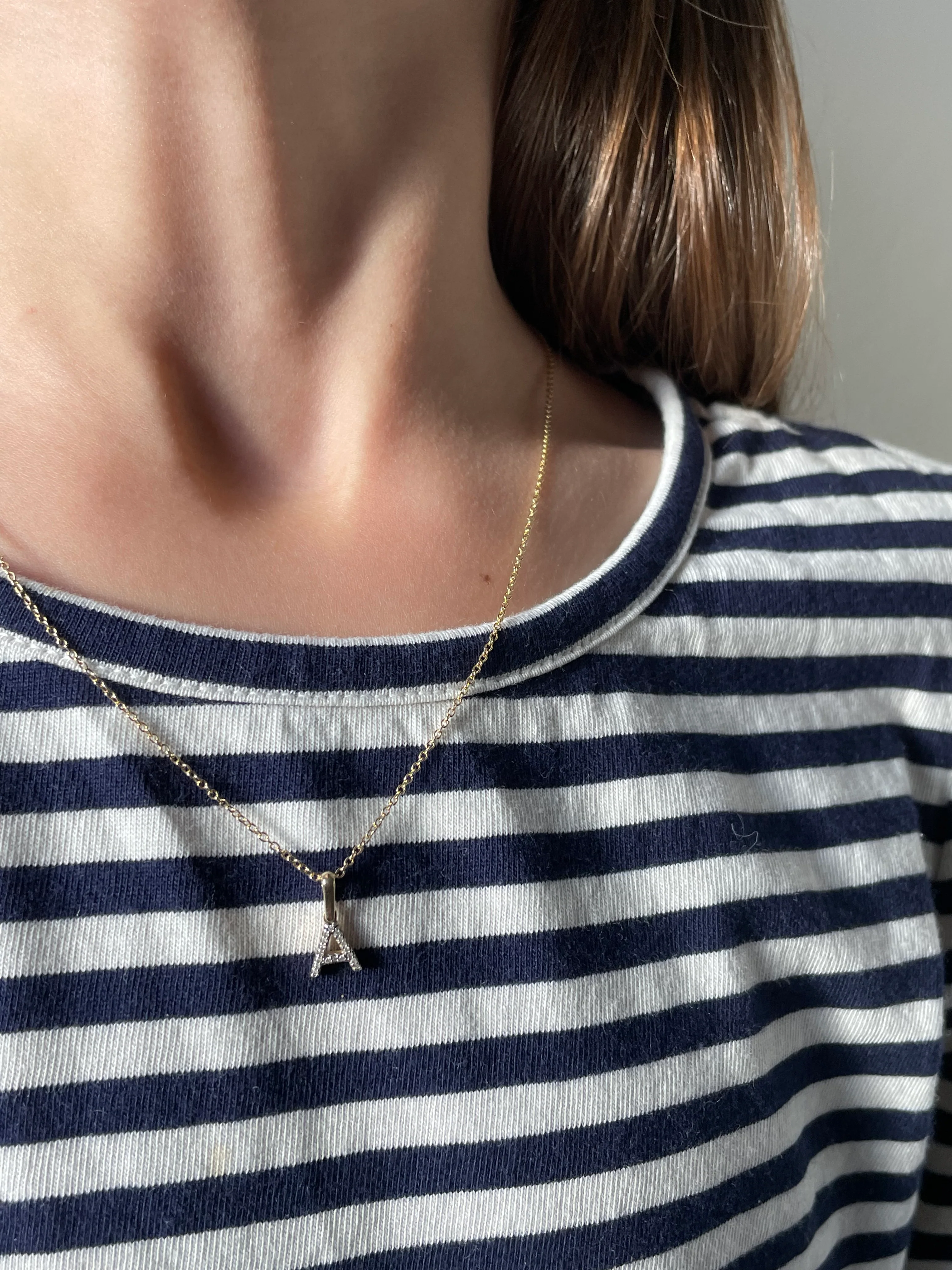 10k Yellow Gold Diamond Initial Pendant - Image 20