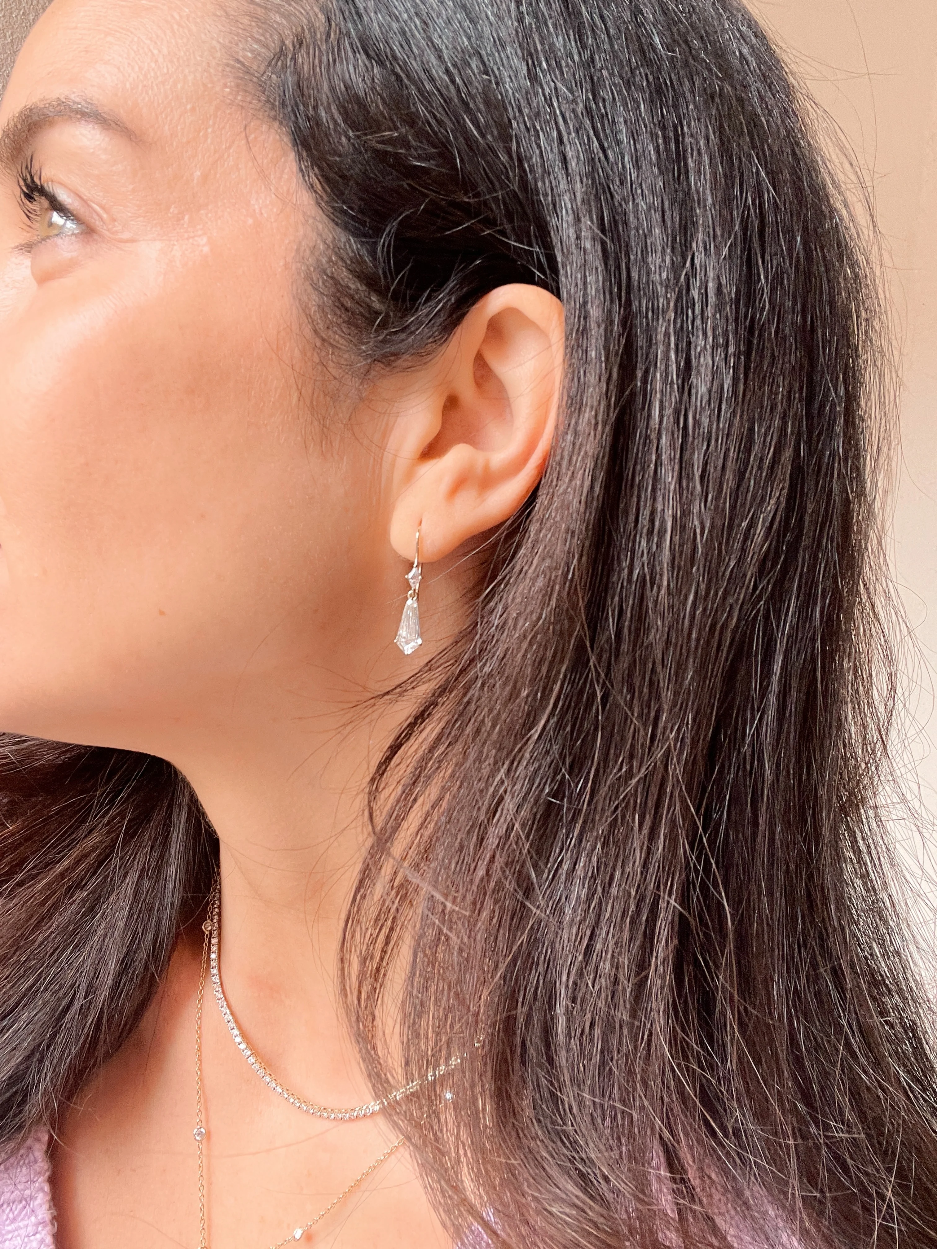 10k Yellow Gold Kite Dangle Earrings - Image 4