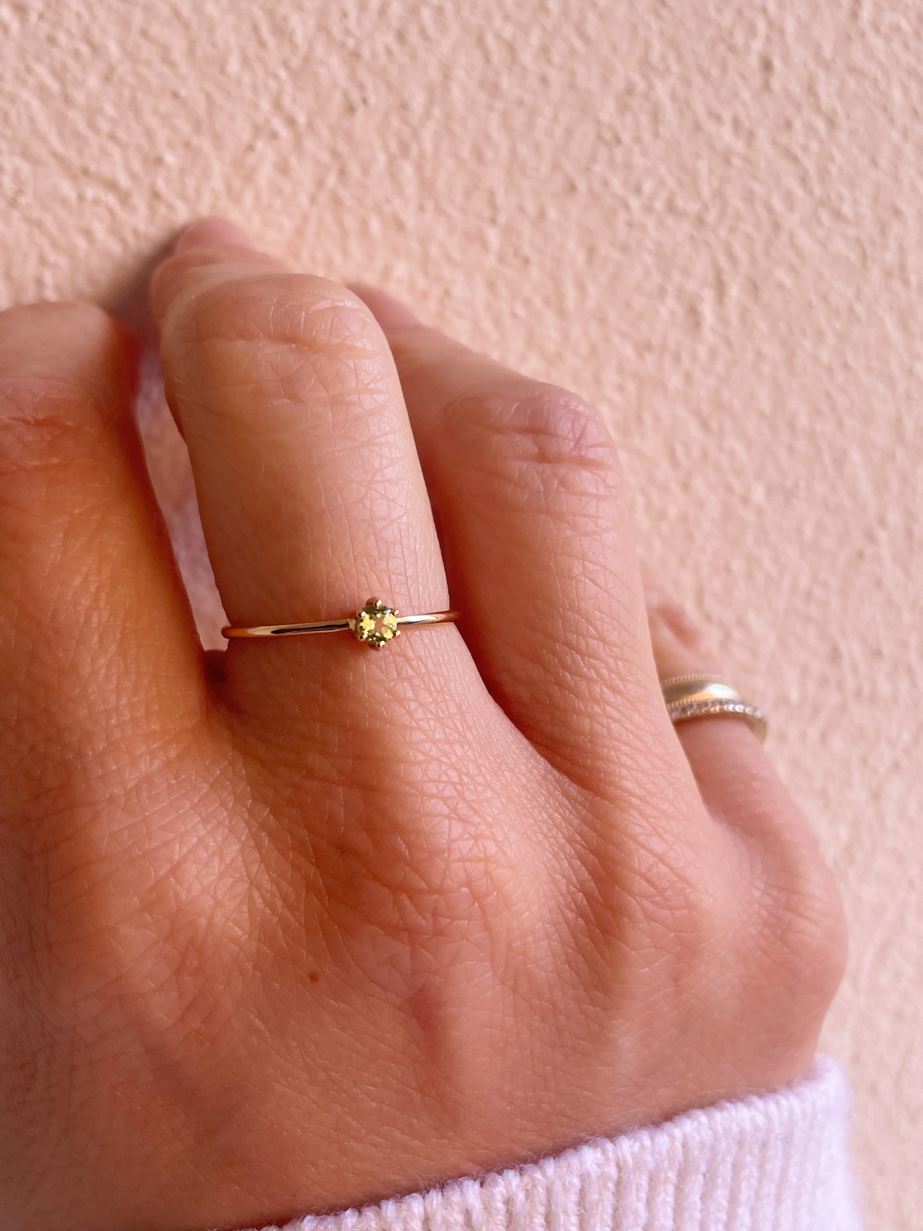 10k Yellow Gold Stacking Birthstone Ring - Image 9