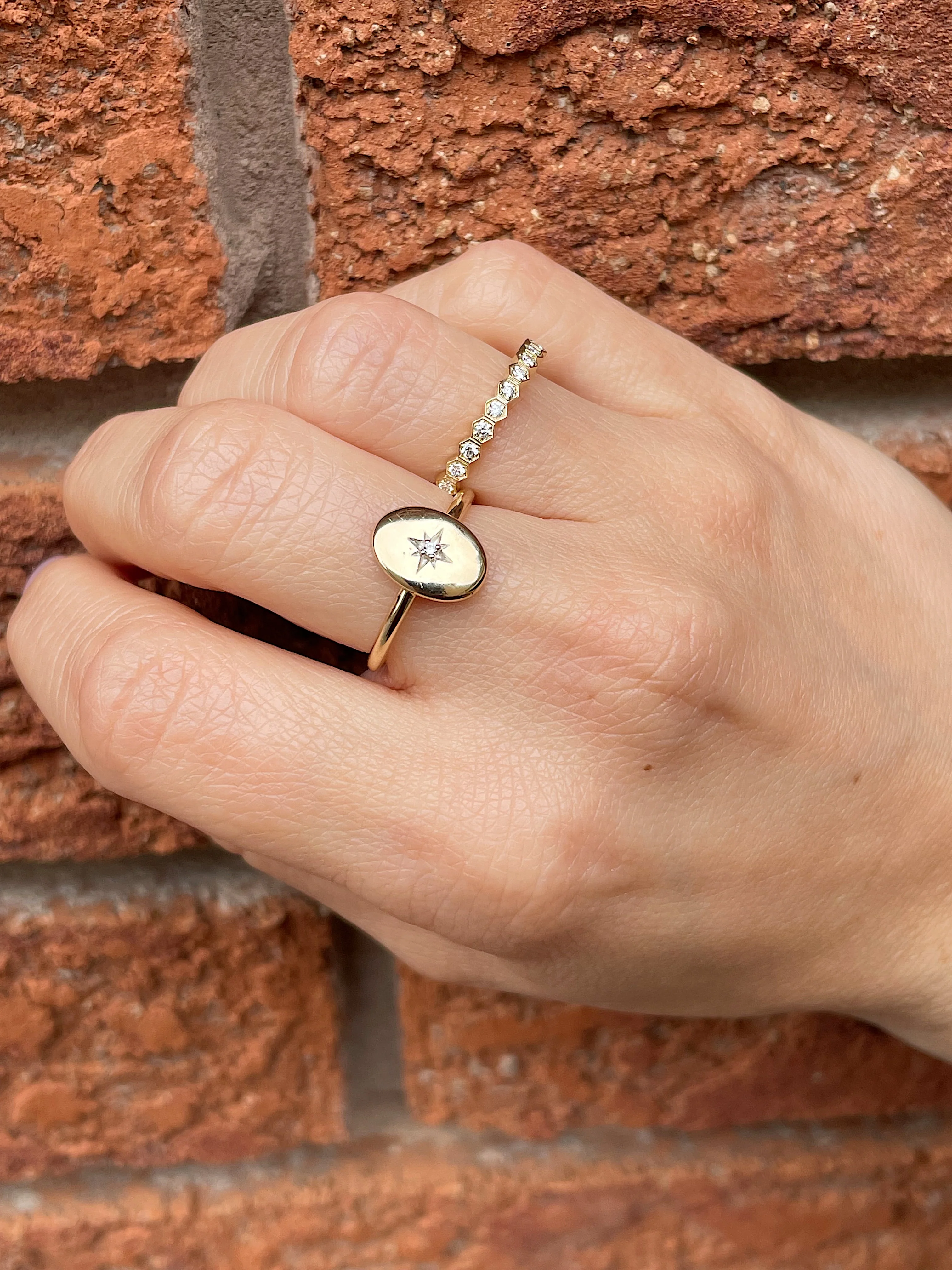 14k Yellow Gold Diamond Beehive Band - Image 4