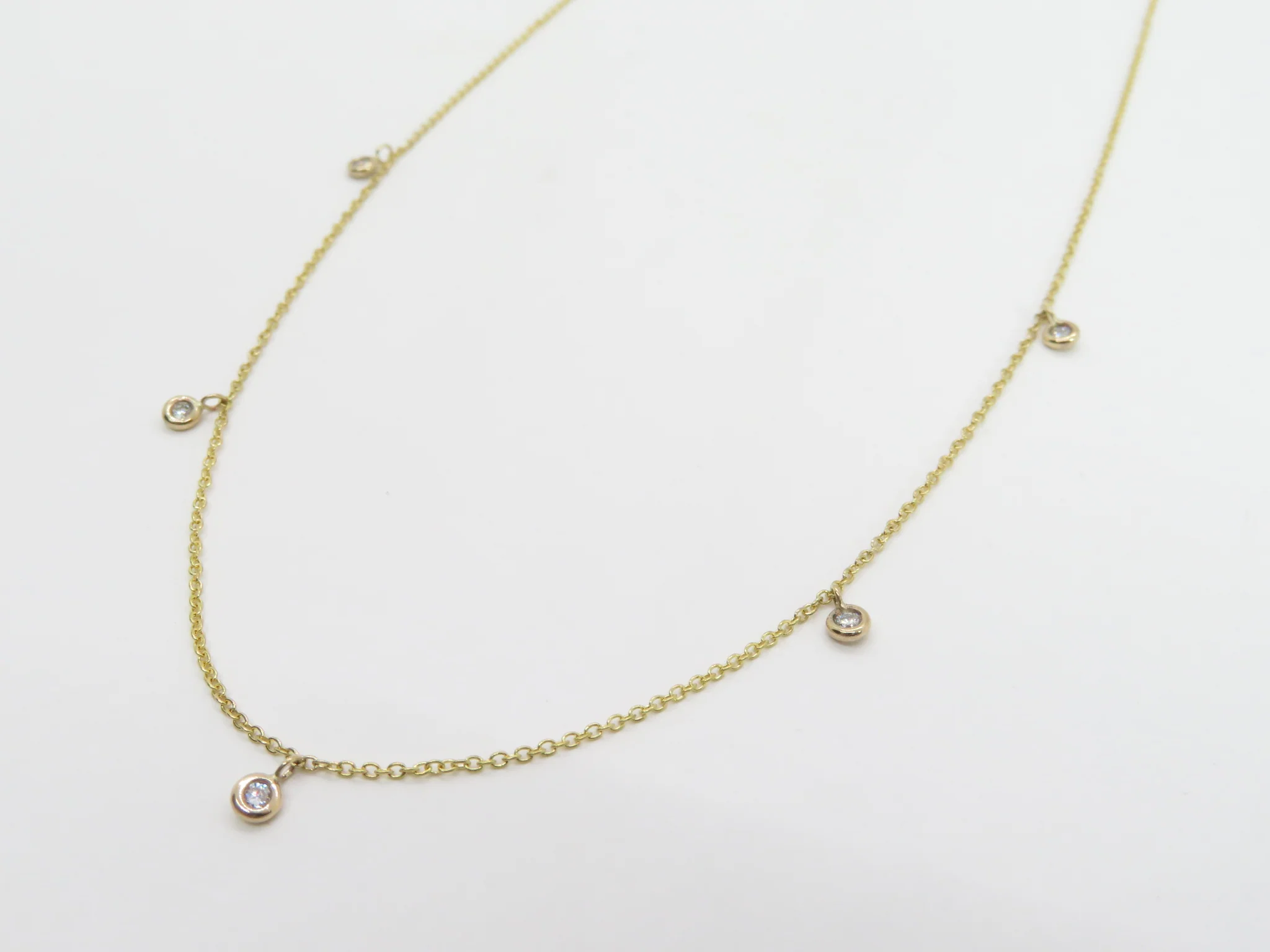 14k Diamond Droplet Necklace - Image 6