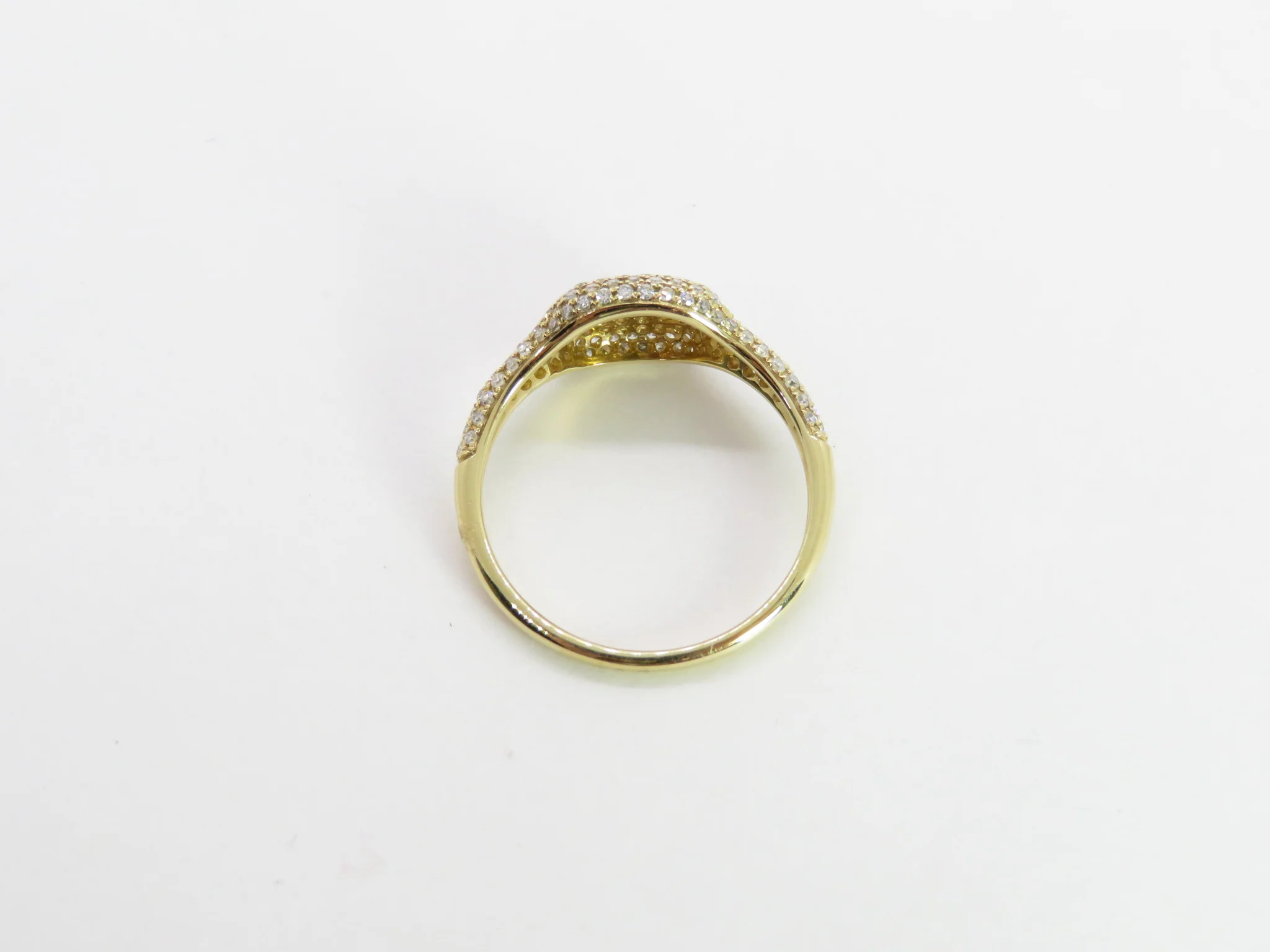 14k Yellow Gold Diamond Pavé Signet Ring - Image 6