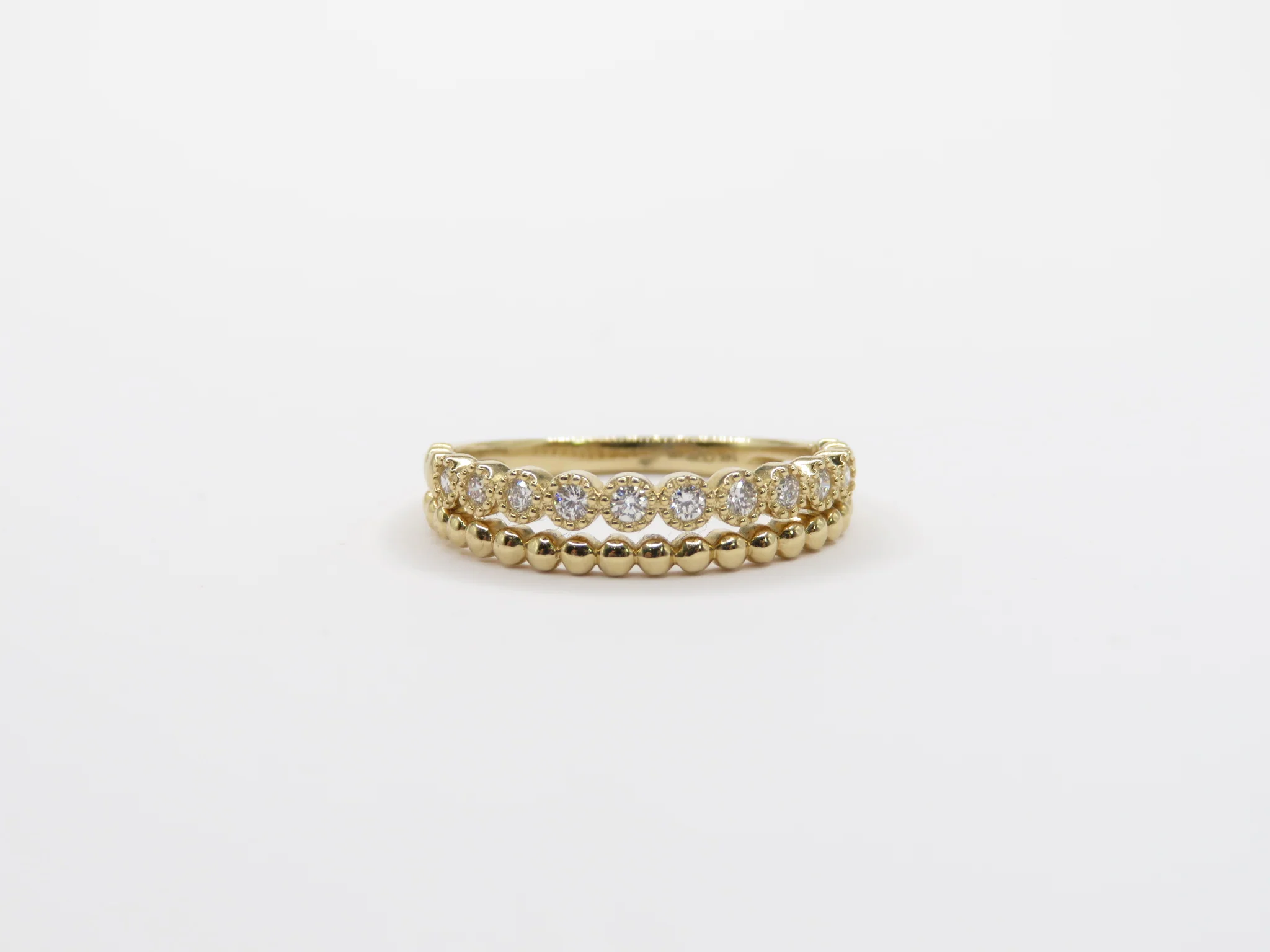 14k Yellow Gold Dual Stacking Diamond Band