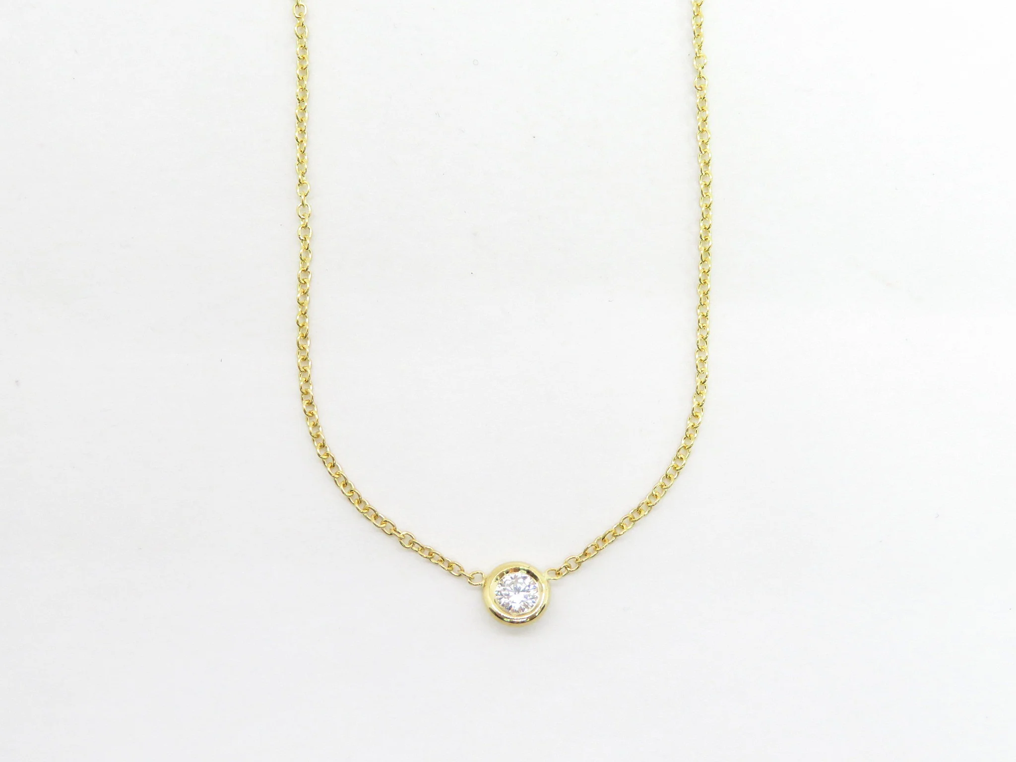 14k Floating Mined Diamond Bezel Necklace - Image 11