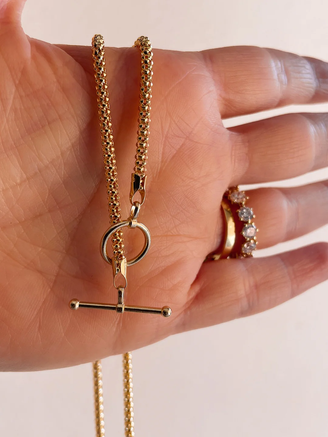14k Yellow Gold Popcorn Toggle Chain - Image 2