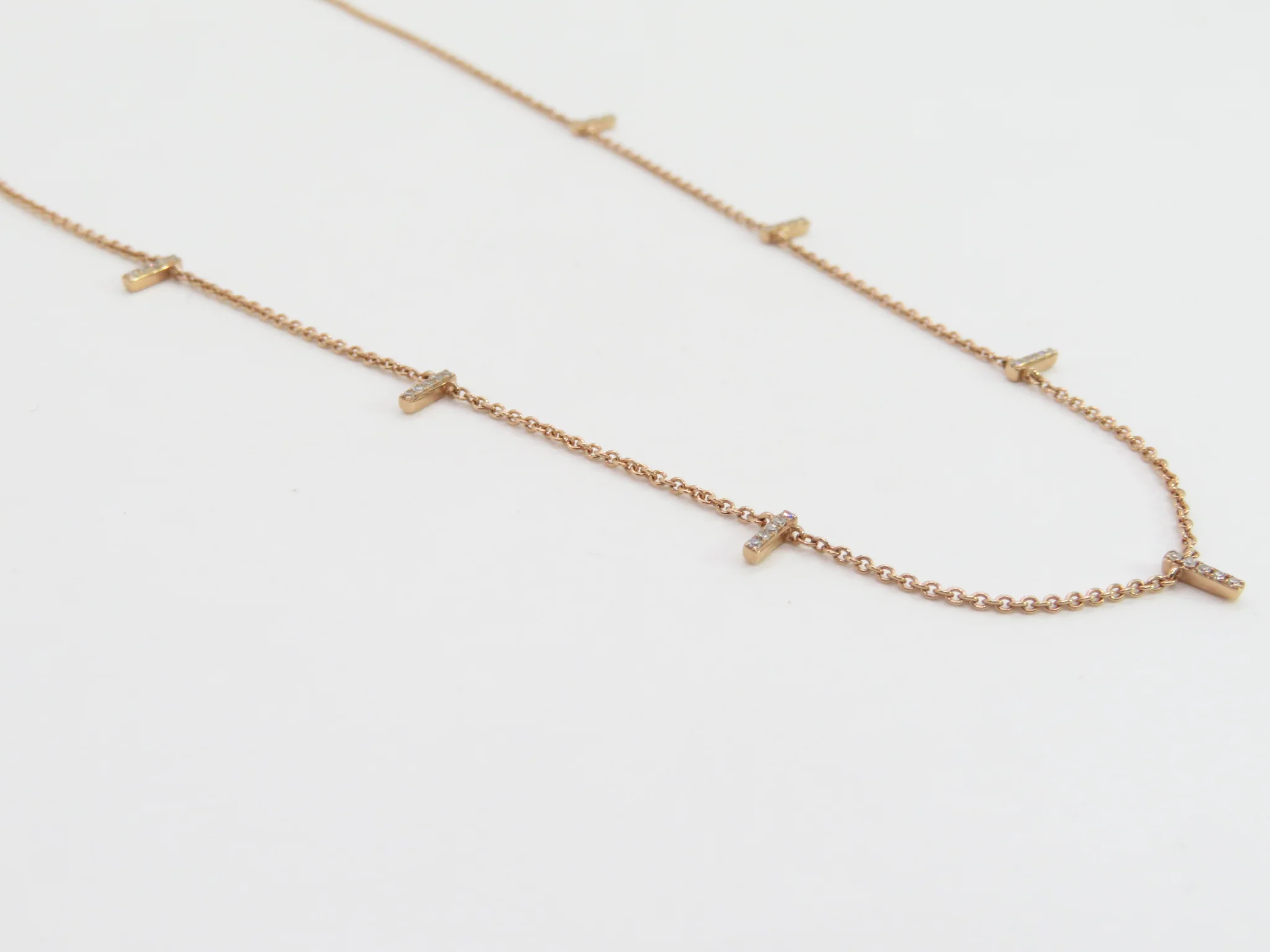 14k Rose Gold Diamond Staple Necklace - Image 3