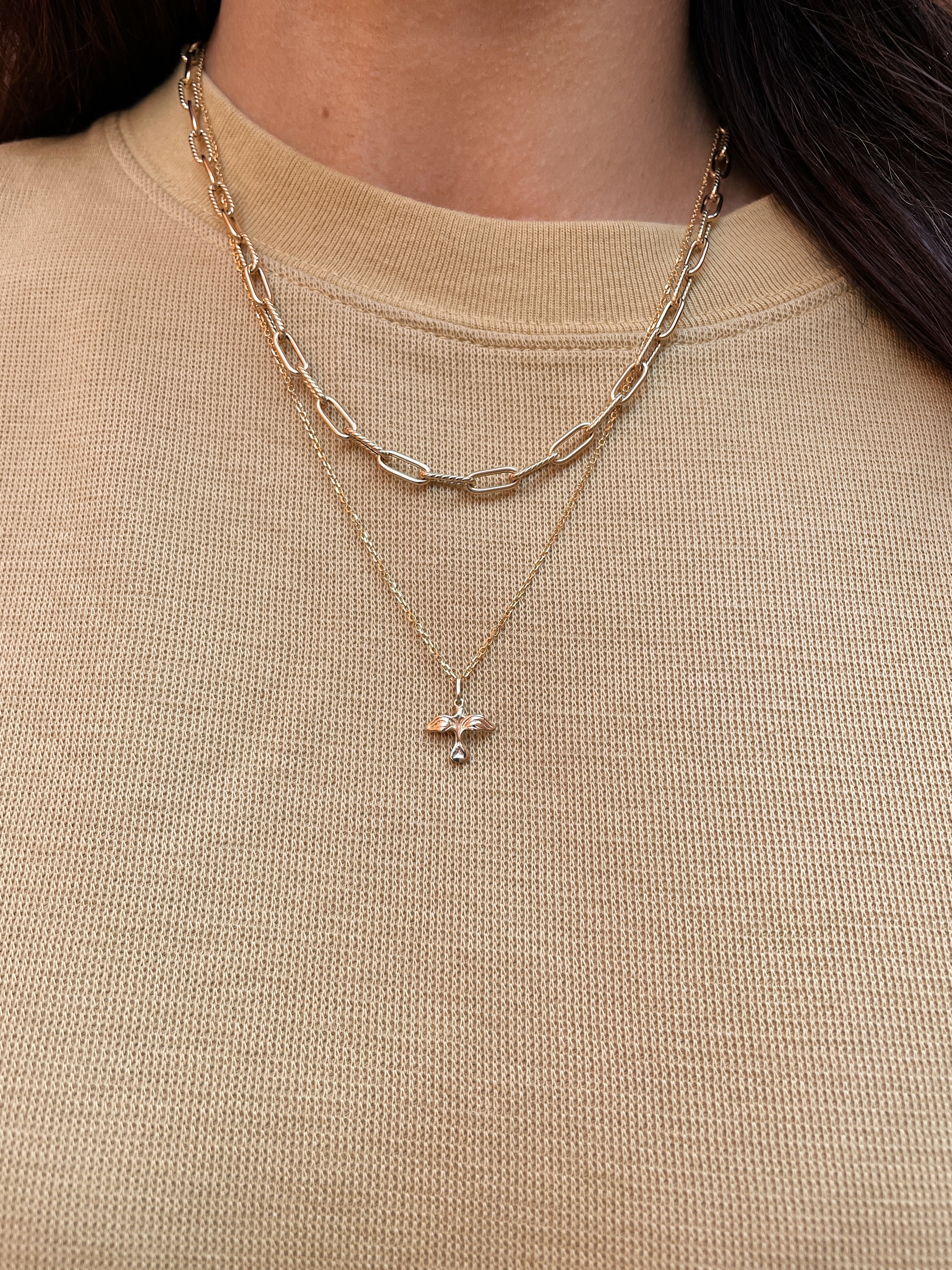 14k Yellow Gold Roped Link Necklace - Image 4