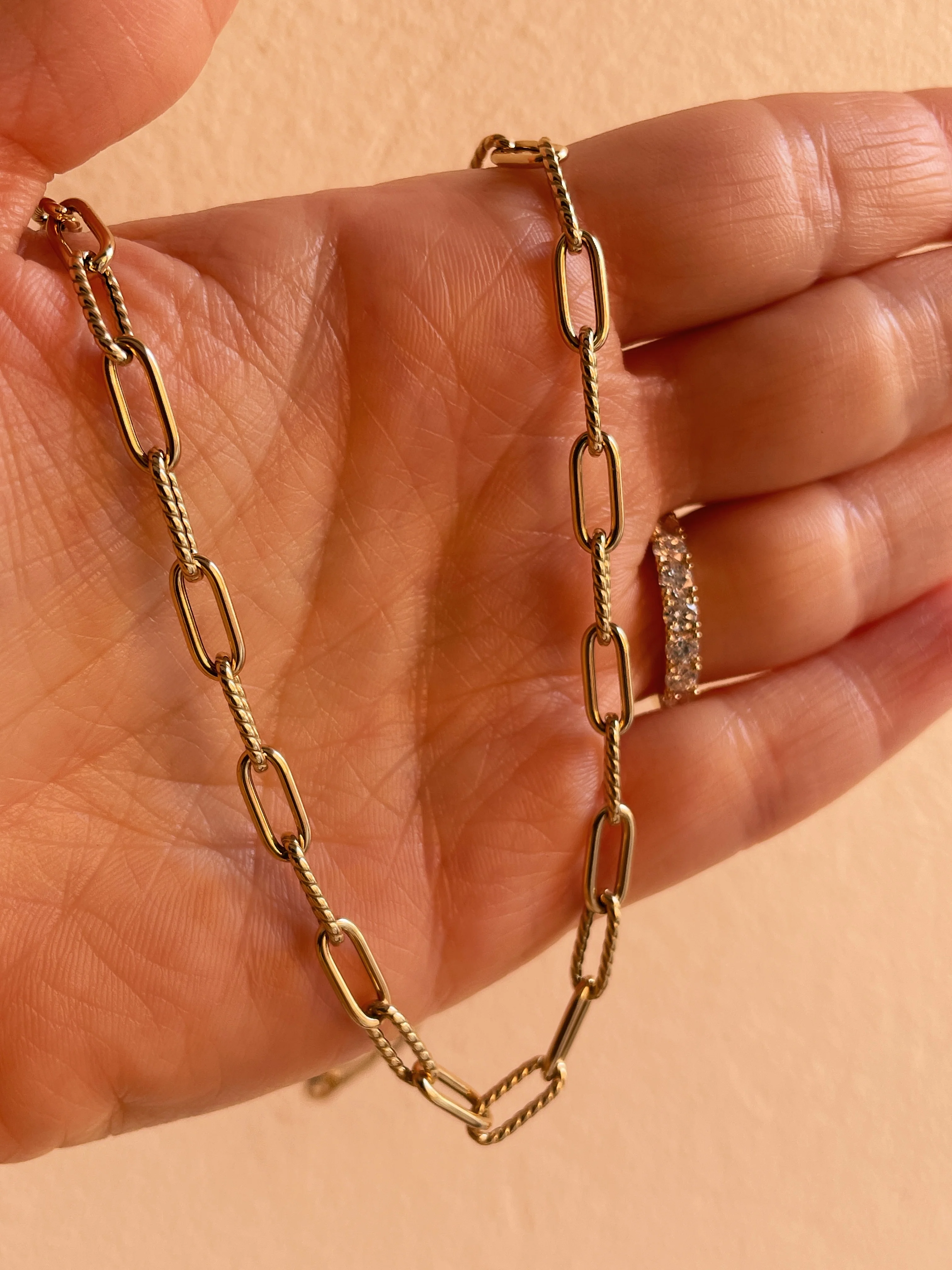 14k Yellow Gold Roped Link Necklace - Image 7