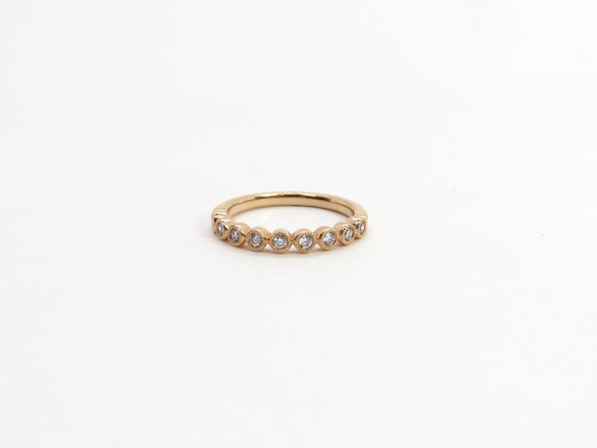 14k Rose Gold Round Milgrain Bezel Band - Image 4