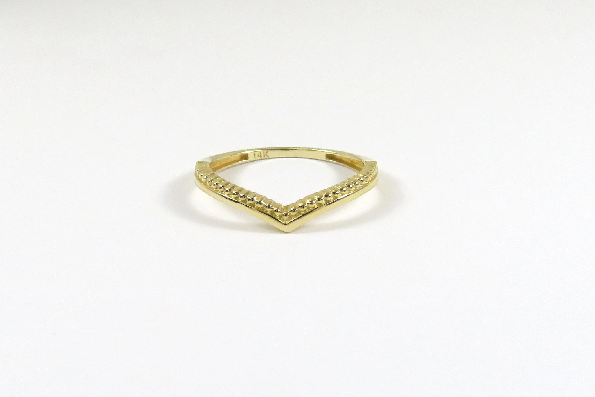 14k Yellow Gold Beaded Peak Ring - Image 3