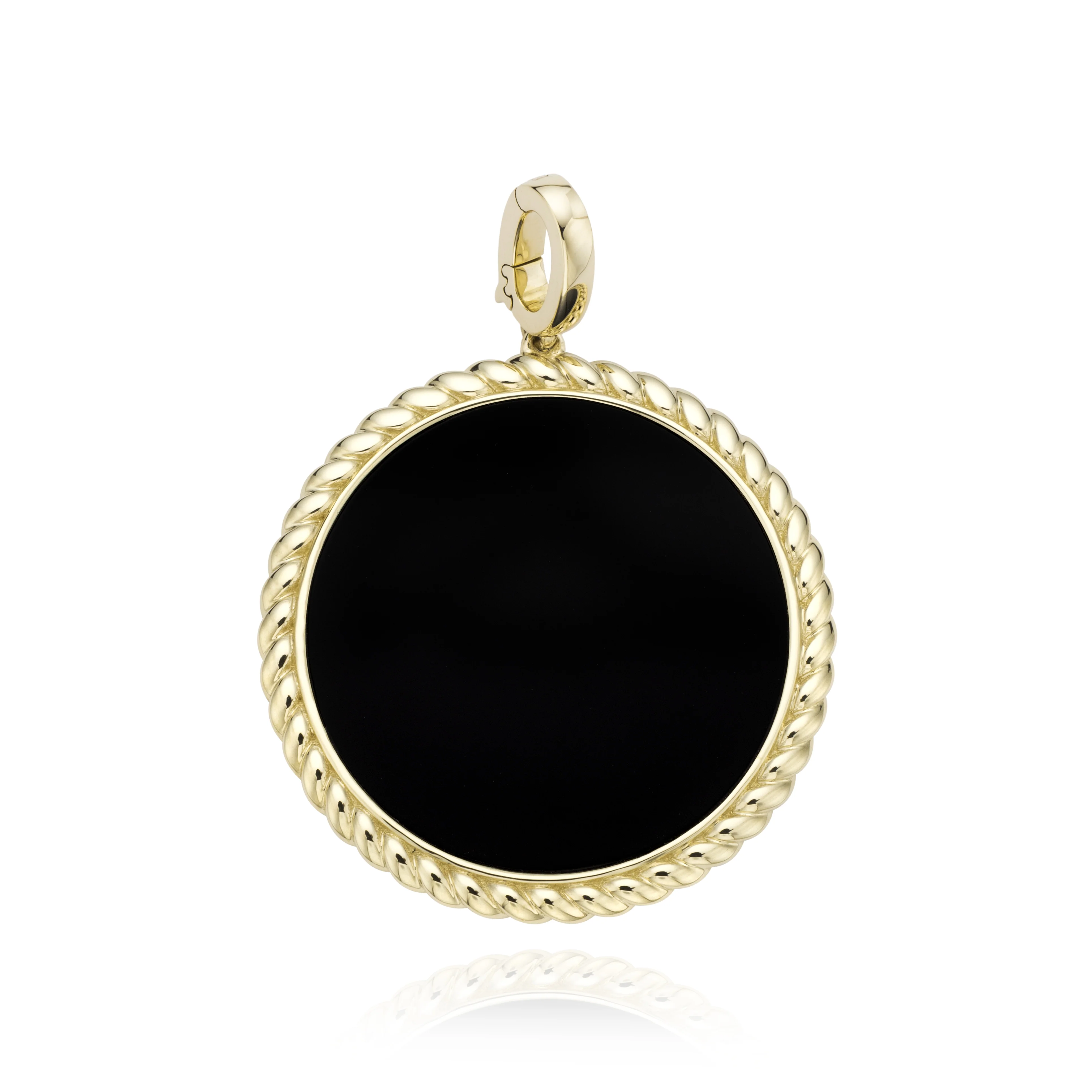 14k Yellow Gold Black Agate Medallion - Image 3