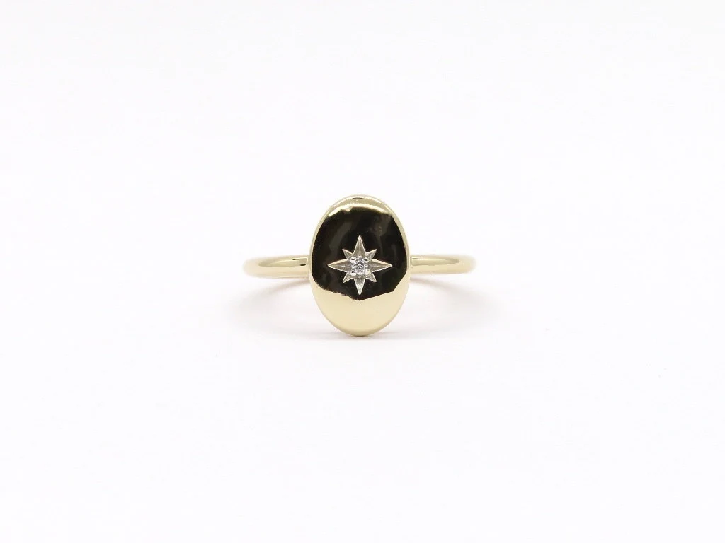 14k Yellow Gold Diamond Starburst Ring - Image 4