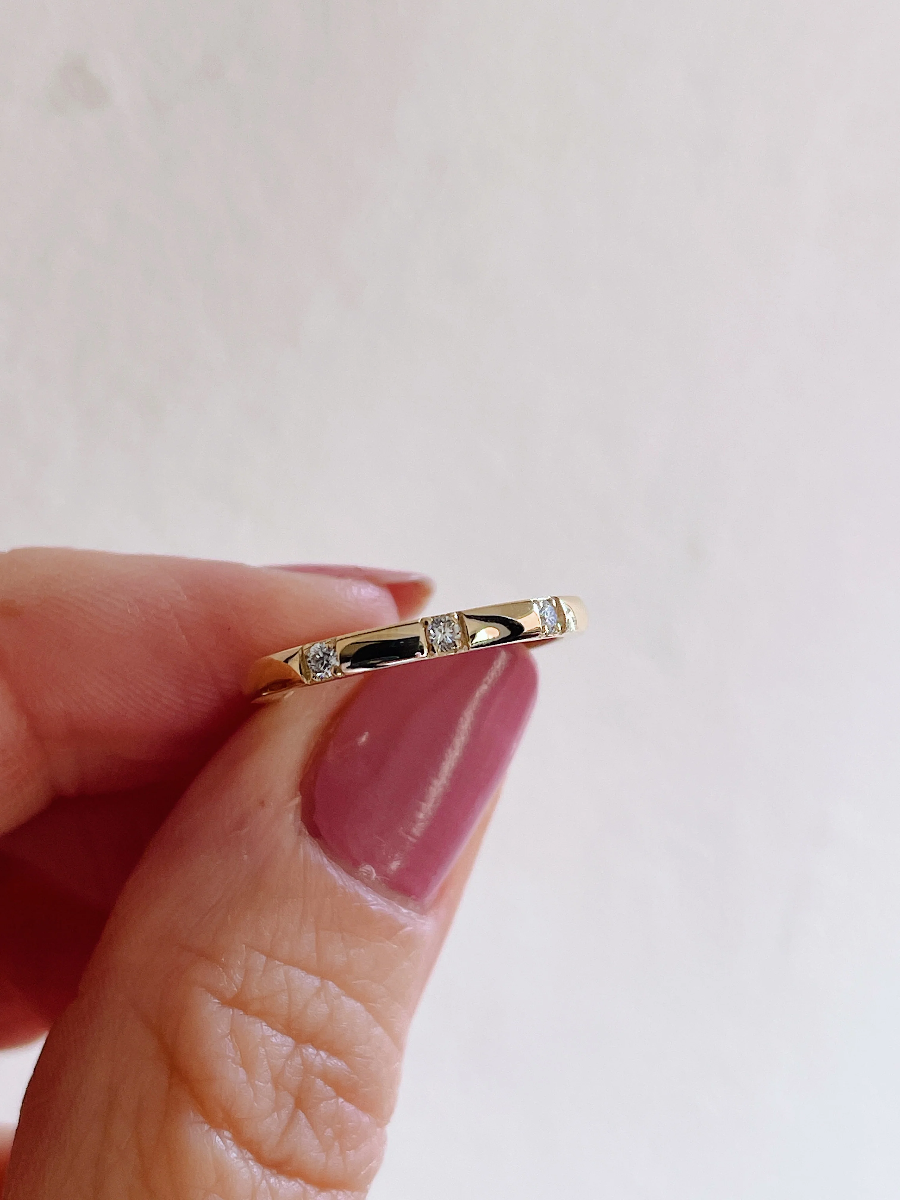 14k Yellow Gold Domed Diamond Station Band - Image 4