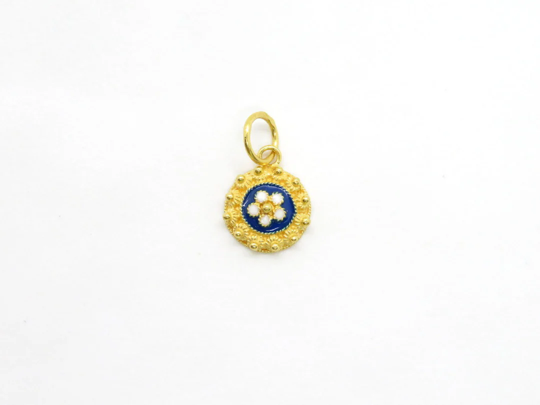 19.25k Yellow Gold Floral Enamel Pendant - Image 3