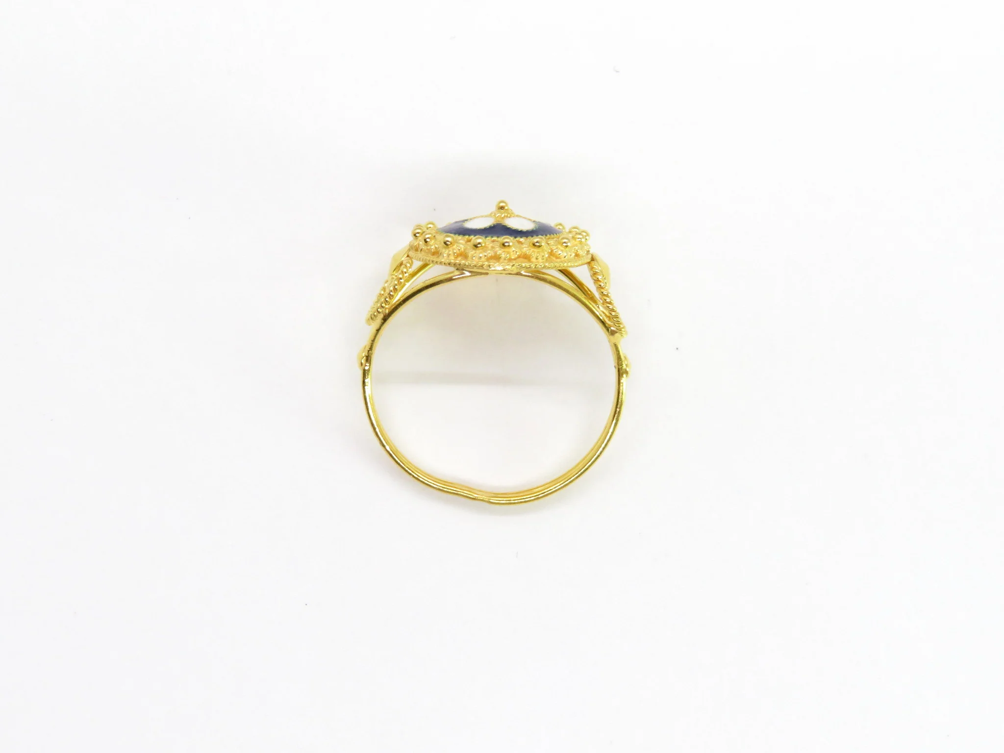 19.25k Yellow Gold Floral Enamel Ring - Image 6