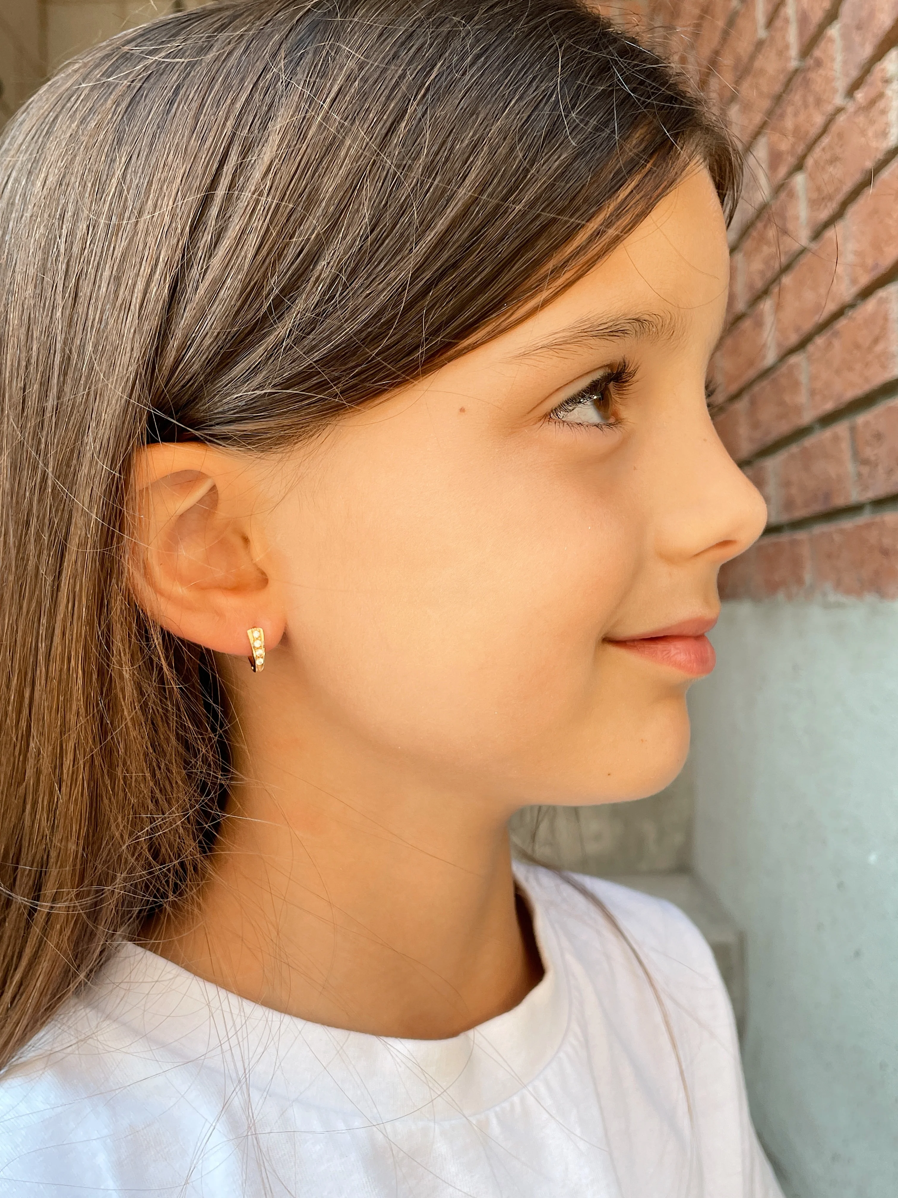 19.25k Yellow Gold Cubic Fan Children's Earrings - Image 4