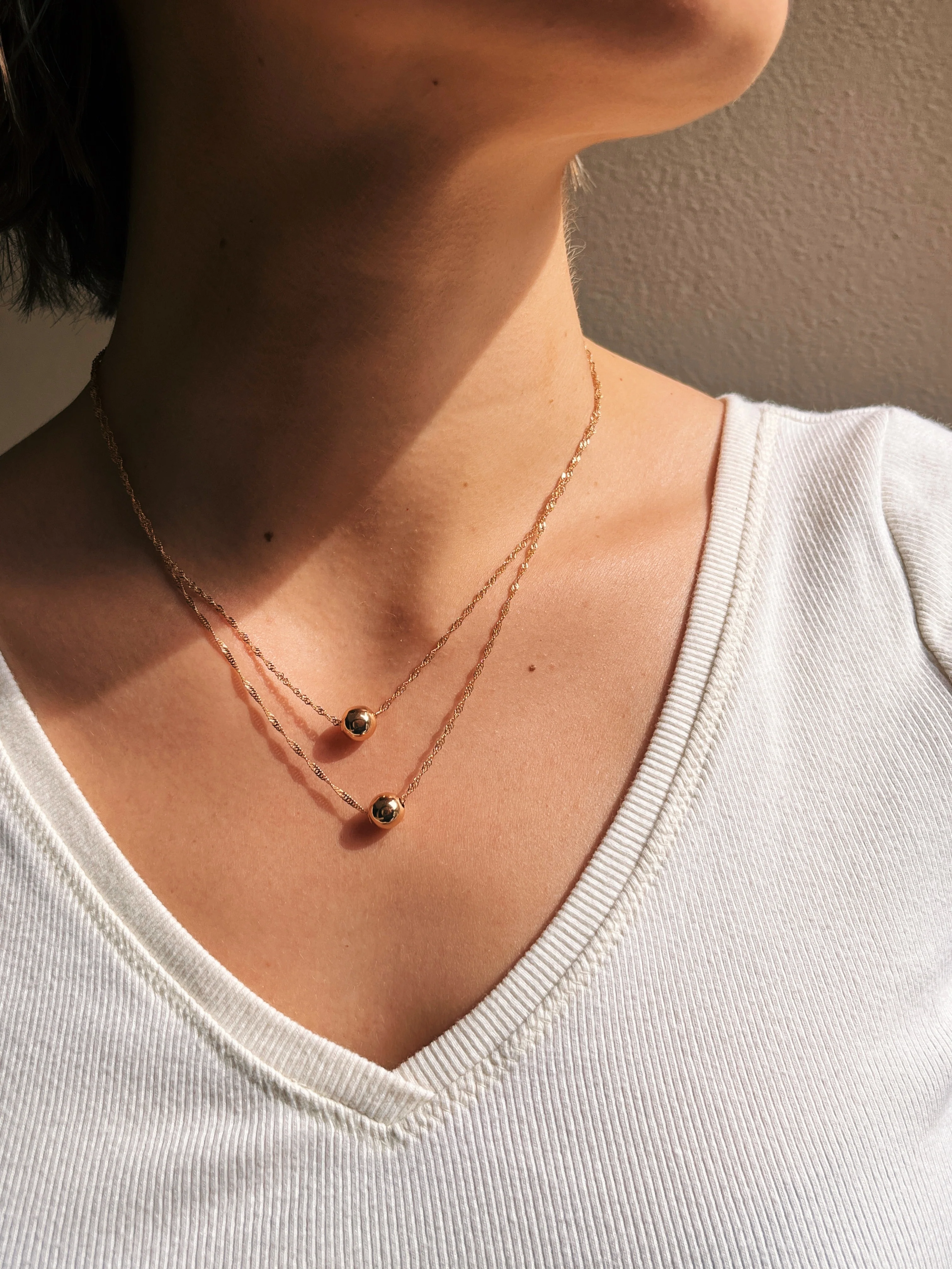 19.25k Yellow Gold Floating Bead Necklace - Image 4