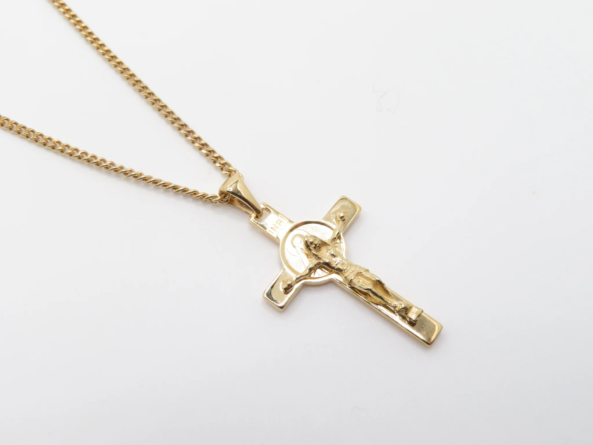 19.25k Our Lady of Carmel Scared and Heart of Jesus Crucifix Pendant - Image 5