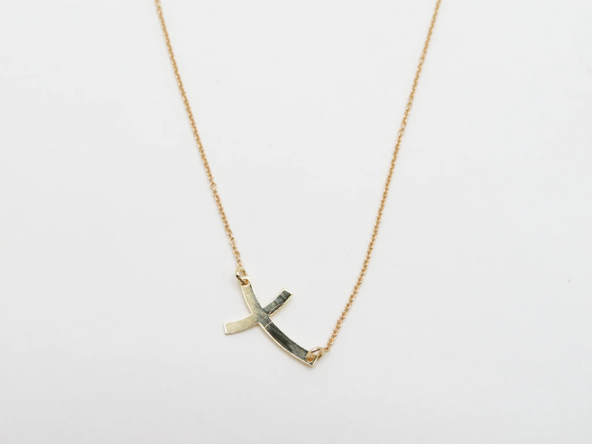 19.25k Yellow Gold Sideways Cross Necklace - Image 3