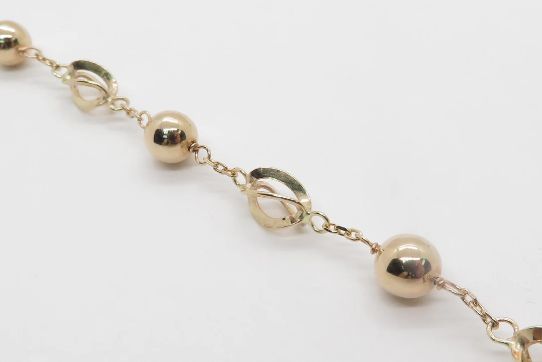 19.25k Yellow Gold Chunky Spiral and Ball Link Bracelet - Image 3