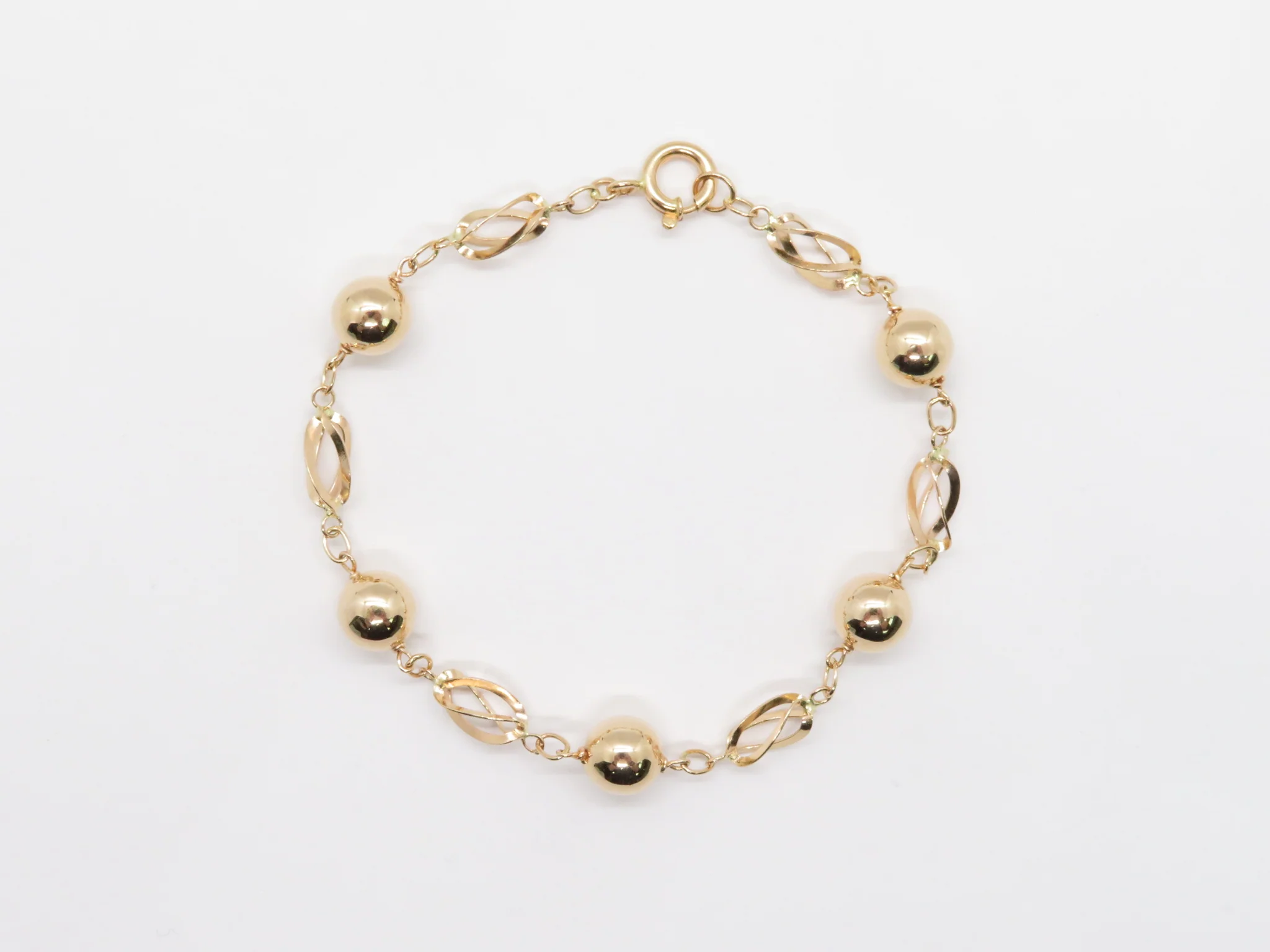 19.25k Yellow Gold Chunky Spiral and Ball Link Bracelet - Image 6