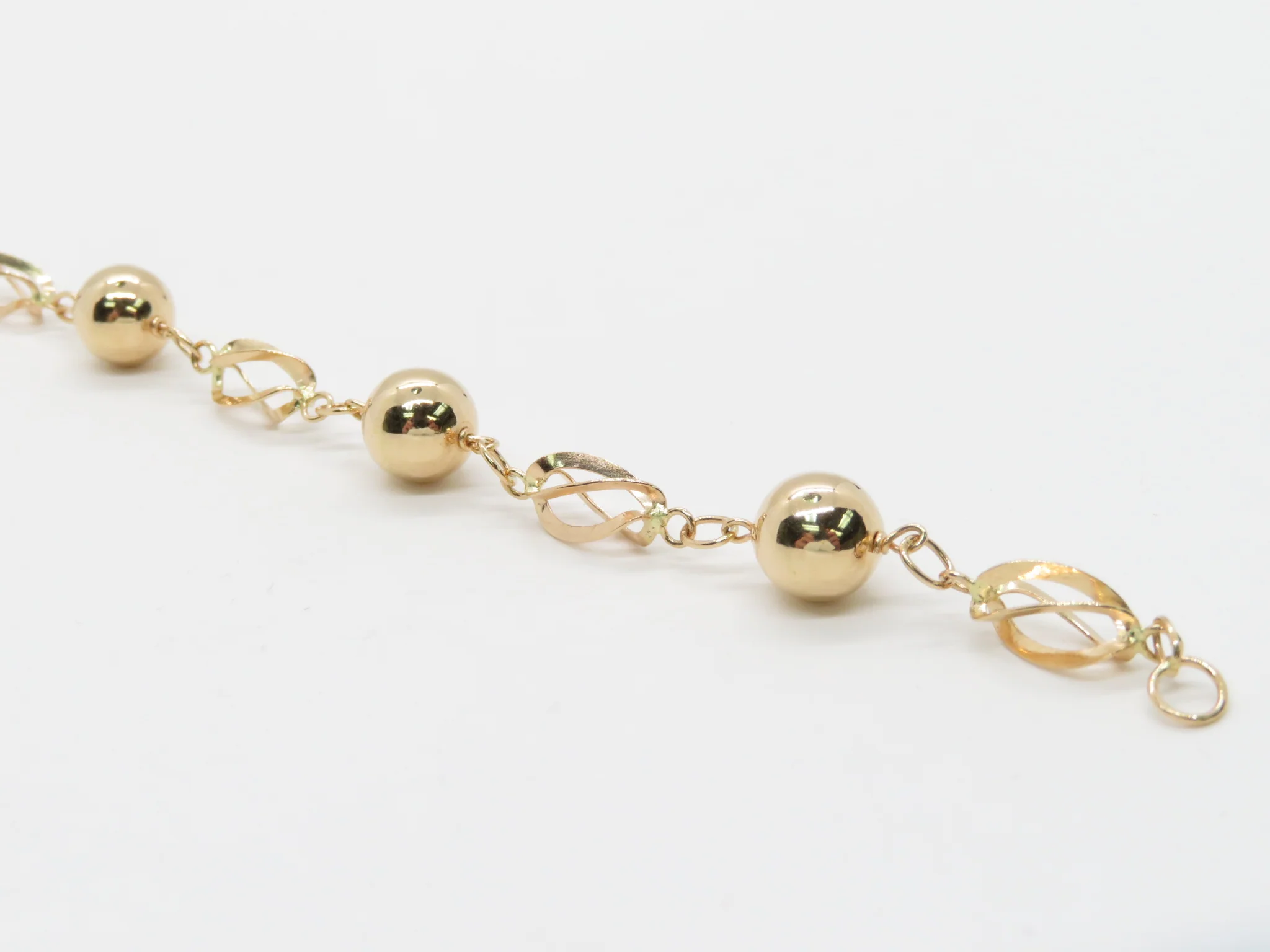 19.25k Yellow Gold Chunky Spiral and Ball Link Bracelet - Image 7