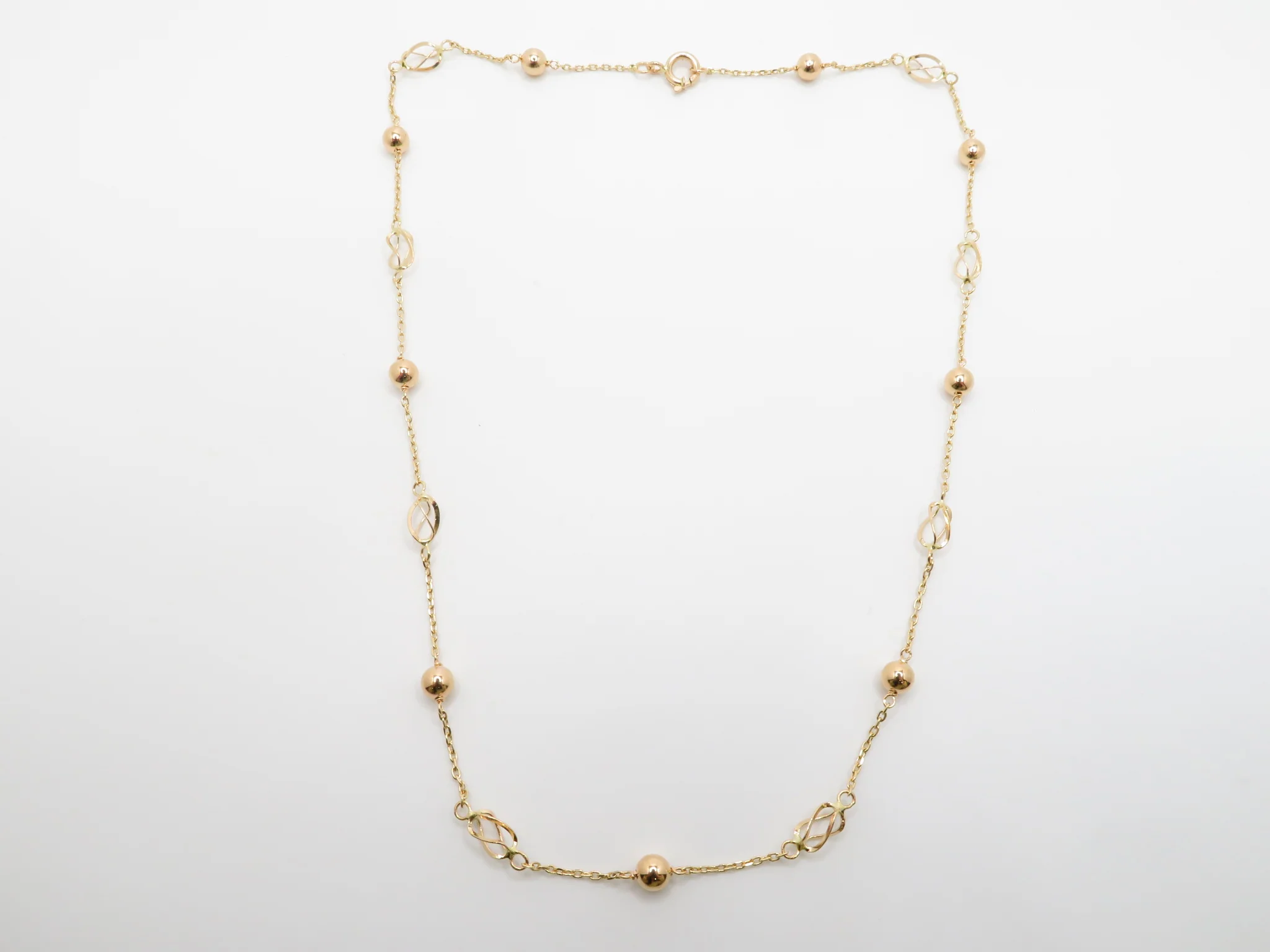 19.25k Yellow Gold Spiral Chain Link & Ball Necklace - Image 5