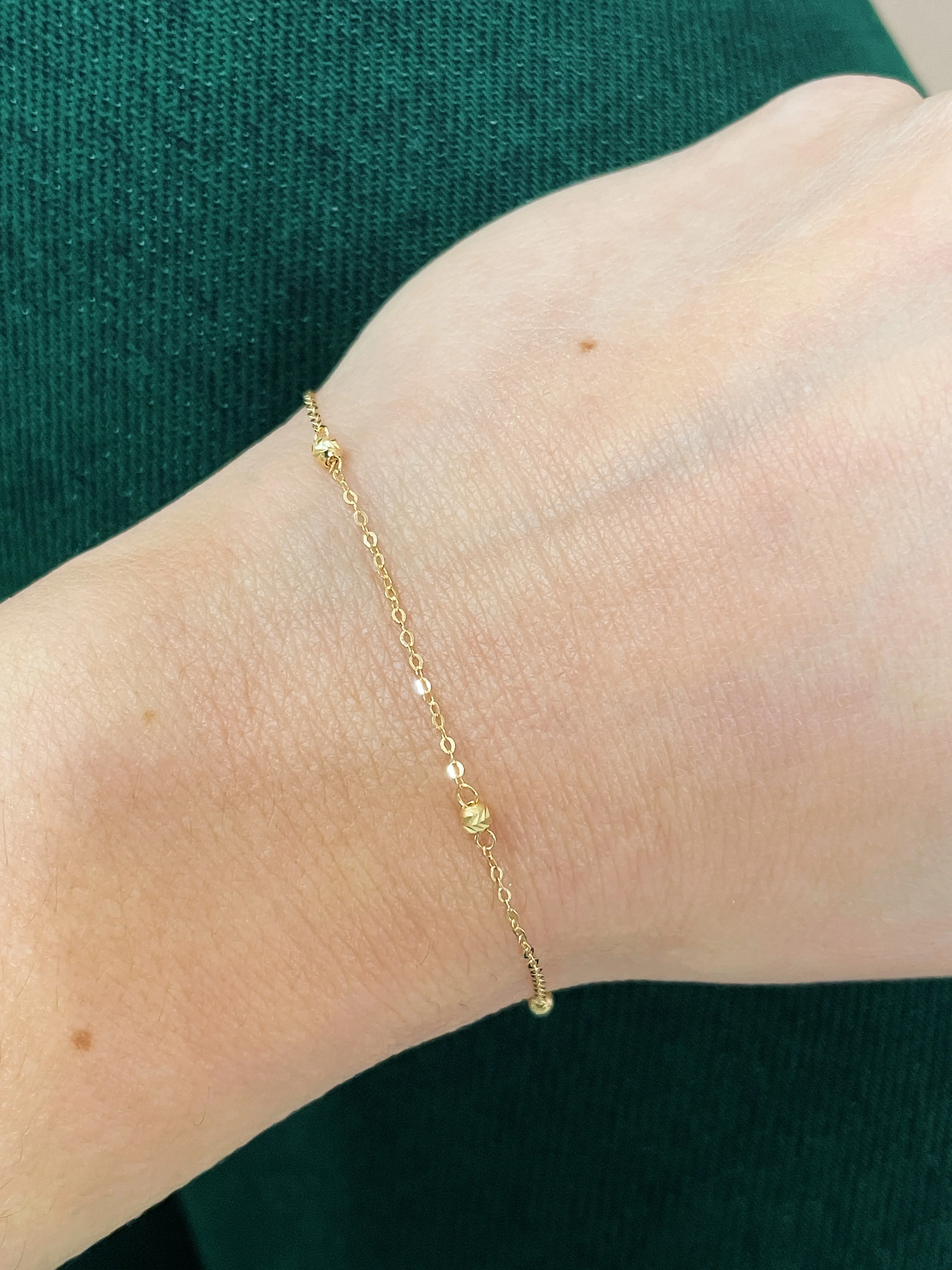 19.25k Yellow Gold Station Faceted Bead Bracelet - Image 4