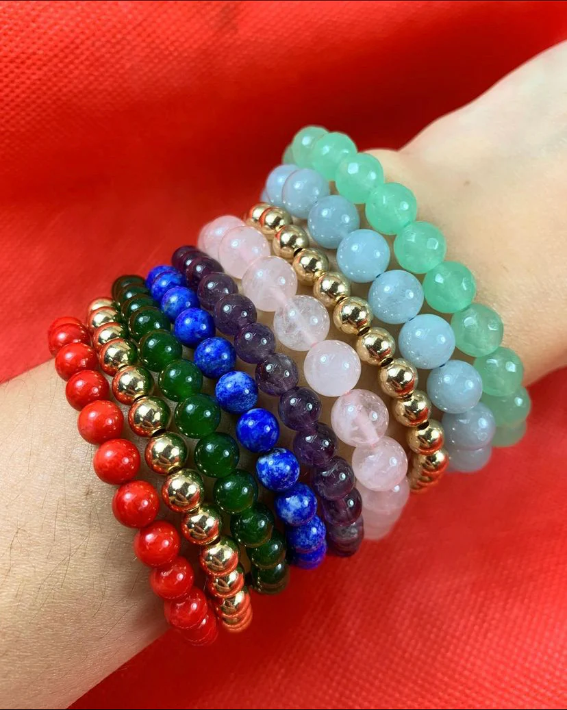 Rose Quartz Stretch Bead Bracelet - Image 4