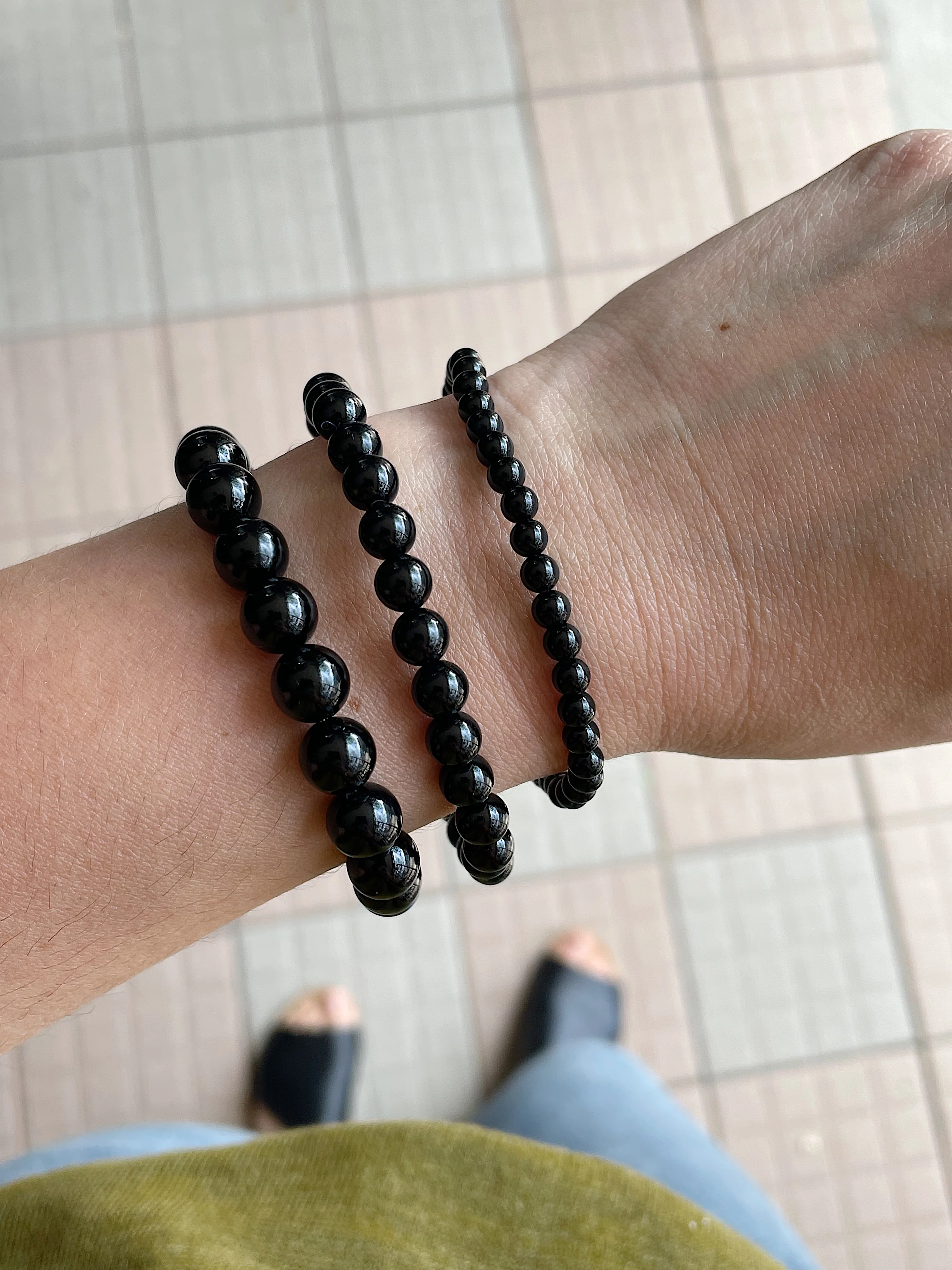 Black Onyx Stretch Bead Bracelet - Image 7