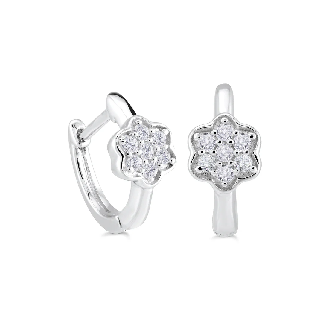 Sterling Silver Flower Huggies - Image 3