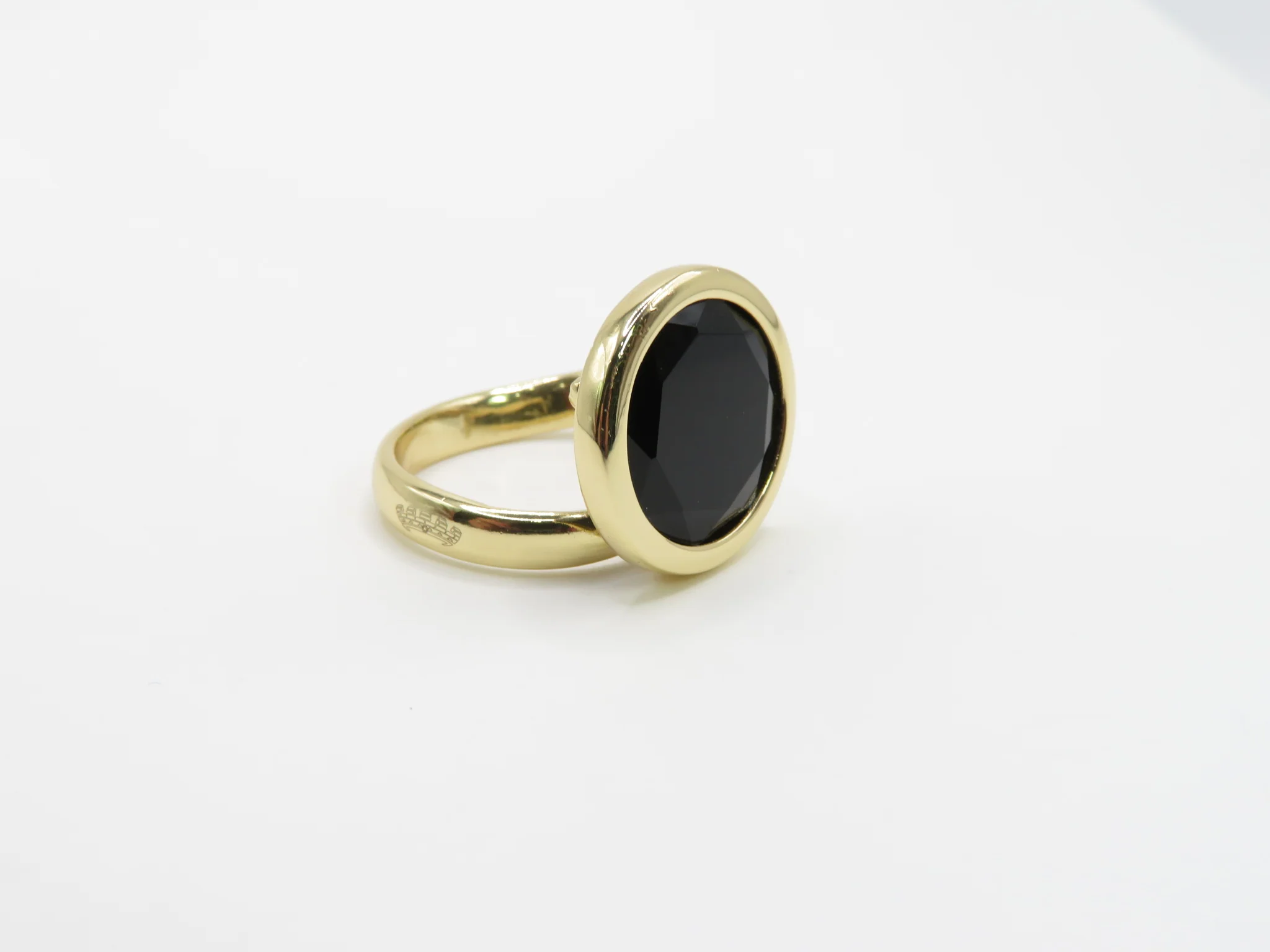 Sterling Silver Gold Plated Black Faceted Ring - Image 3