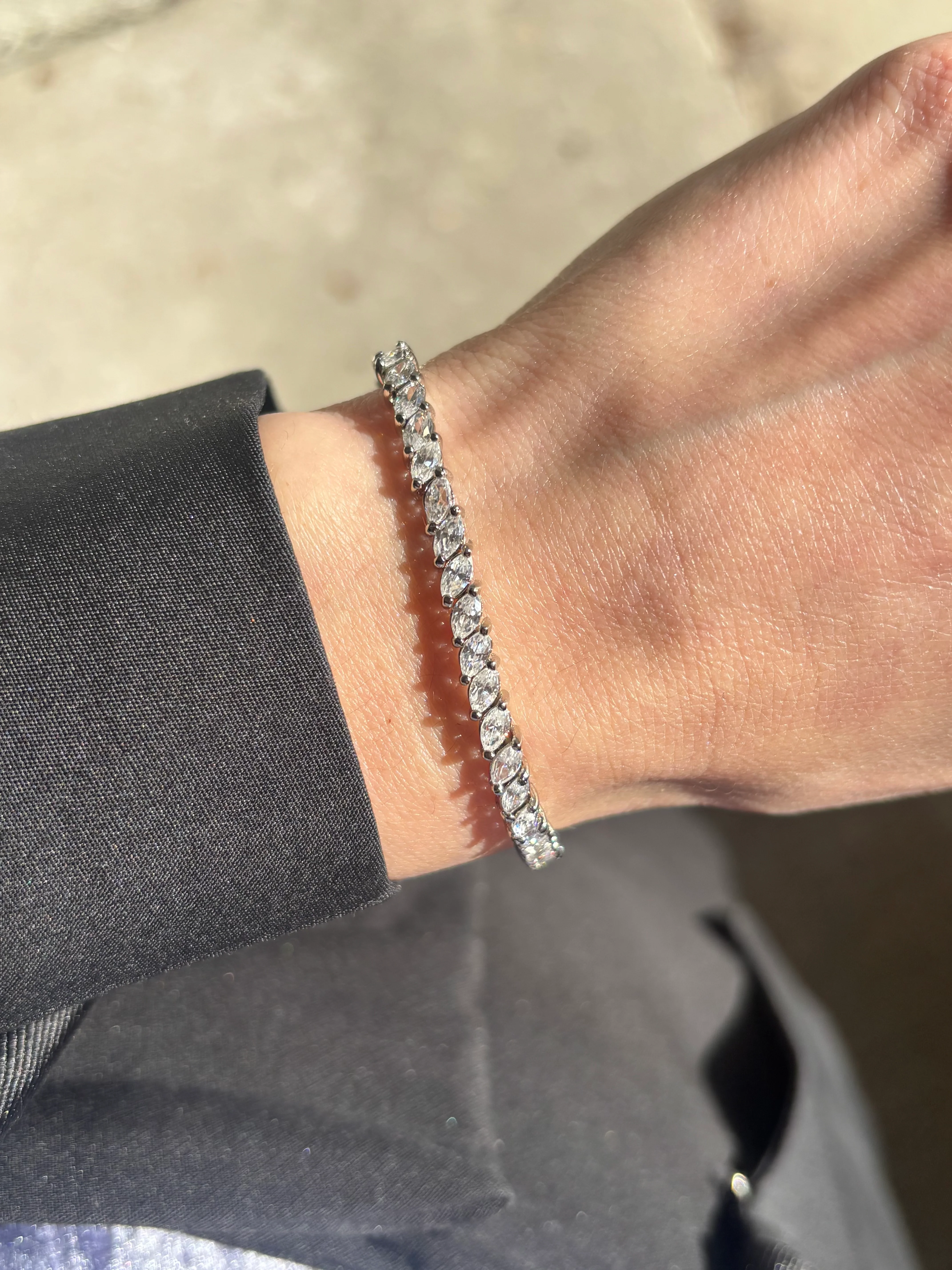 Sterling Silver Marquise Tennis Bracelet - Image 4