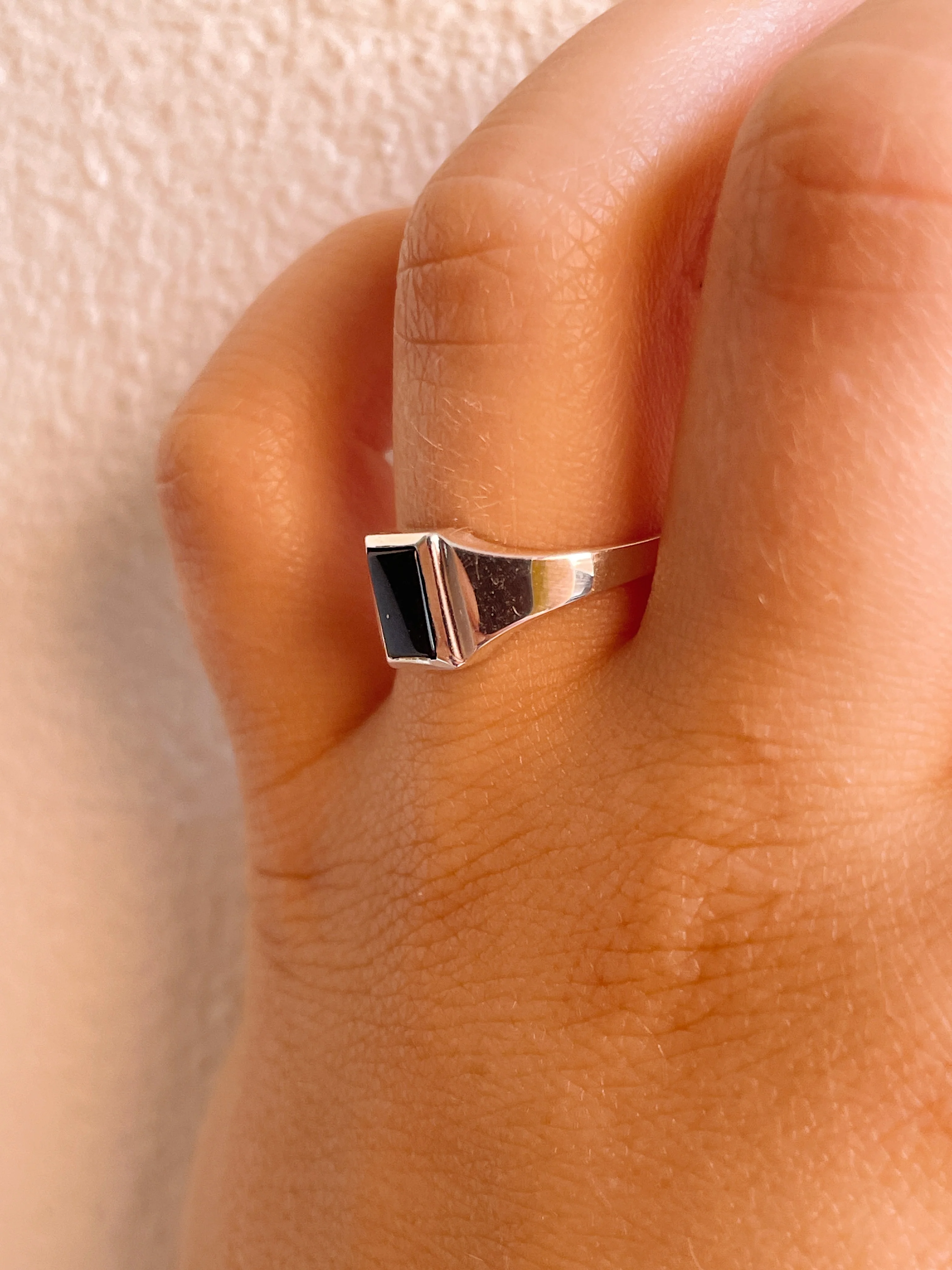 Sterling Silver Petite Onyx Signet Ring - Image 4