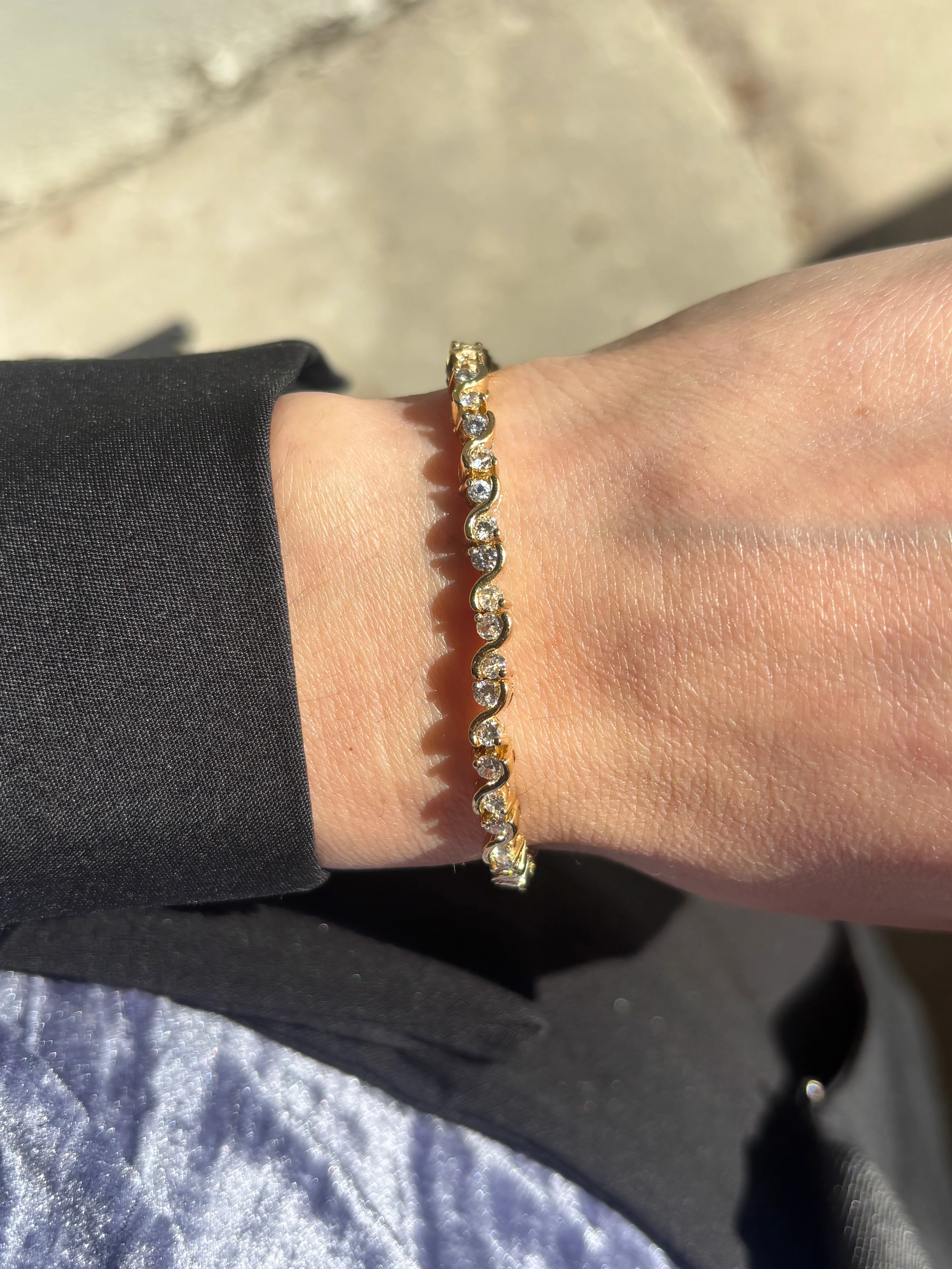 Sterling Silver Wave Tennis Bracelet - Image 2